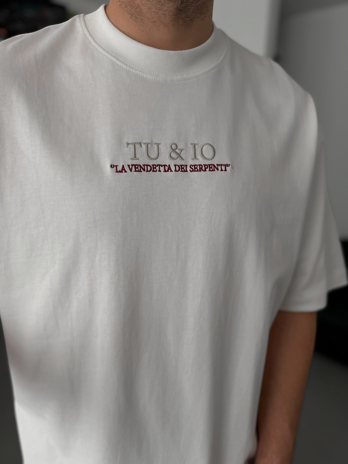 Beyaz Snake Baskılı T-Shirt TW-1042