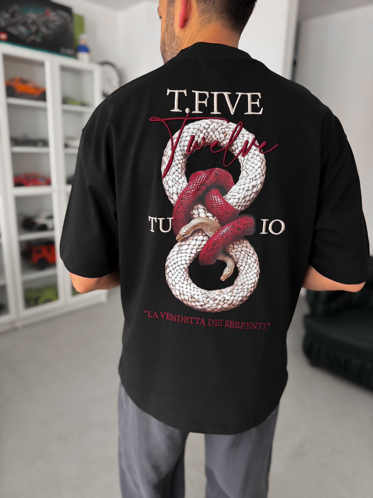 Siyah Snake Baskılı T-Shirt TW-1042