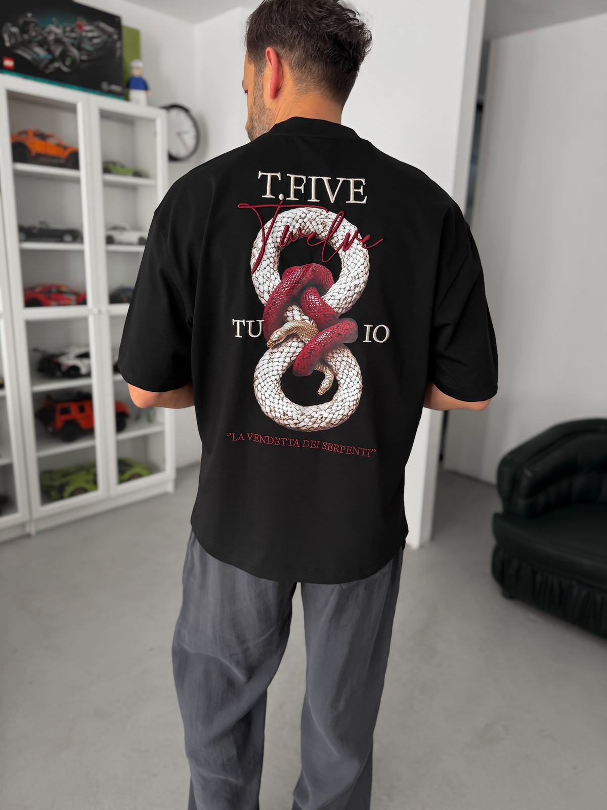 Siyah Snake Baskılı T-Shirt TW-1042