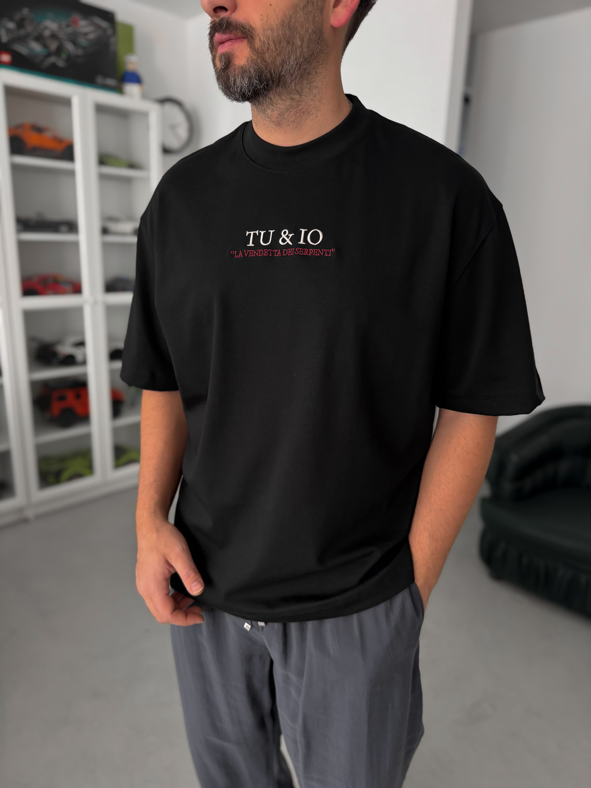 Siyah Snake Baskılı T-Shirt TW-1042