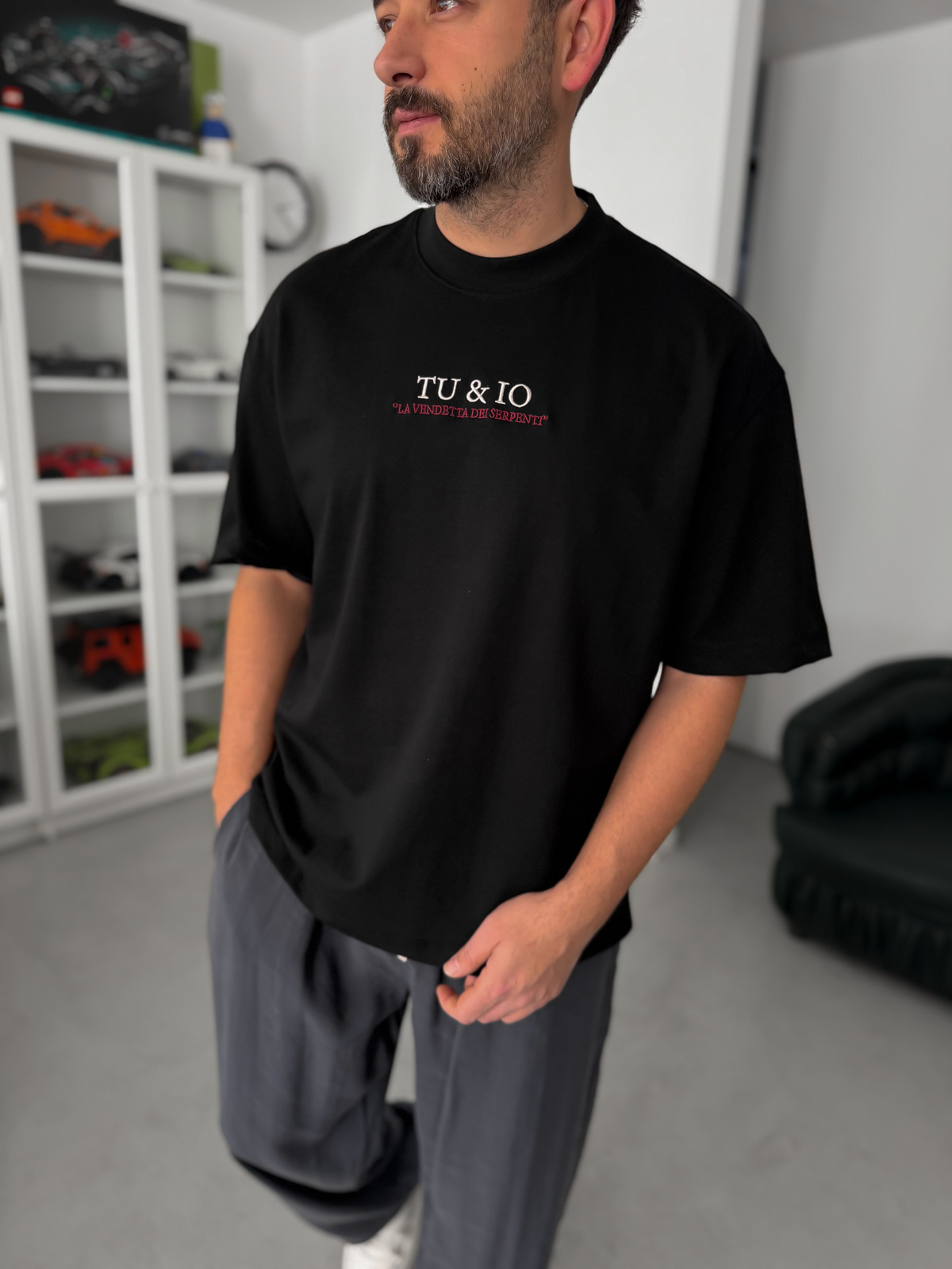 Siyah Snake Baskılı T-Shirt TW-1042