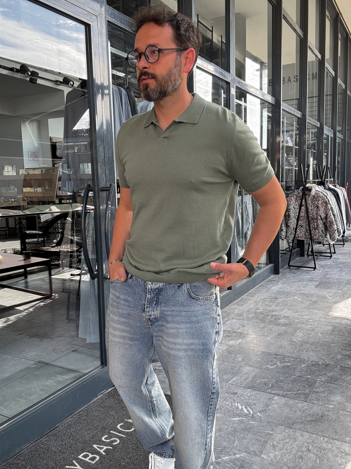 Haki Basic Polo Yaka Triko T-Shirt G-17190