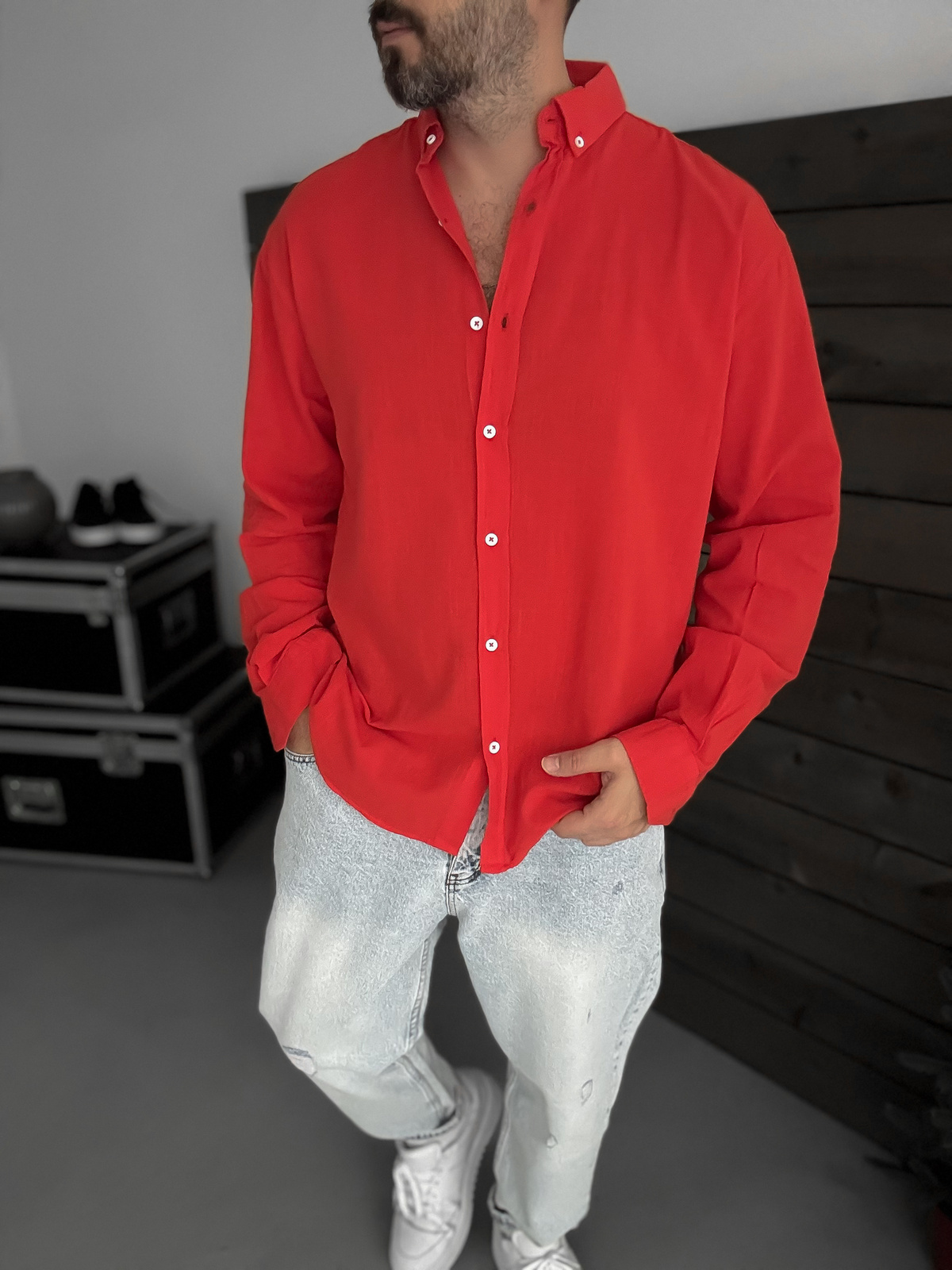 Kırmızı Fresh Kumaş Basic Gömlek G-5138/12