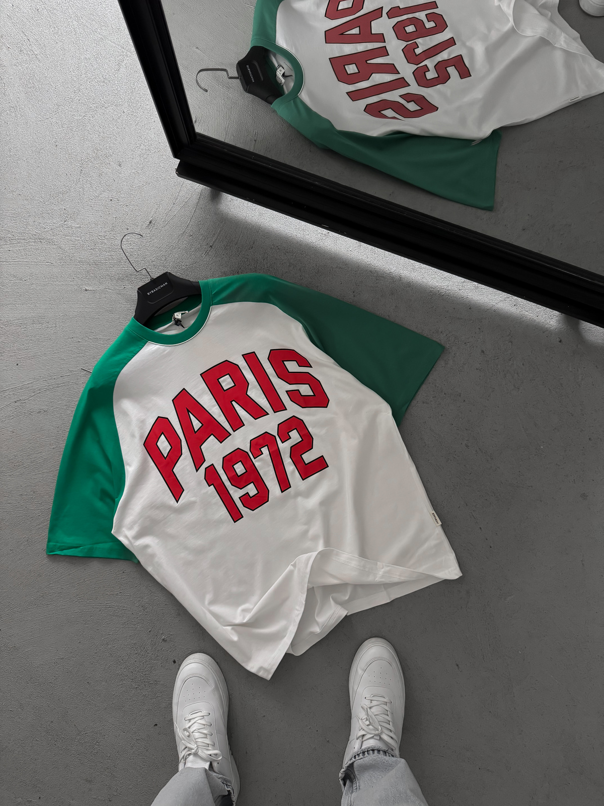 Beyaz Paris Baskılı Oversize T-Shirt JJ-343