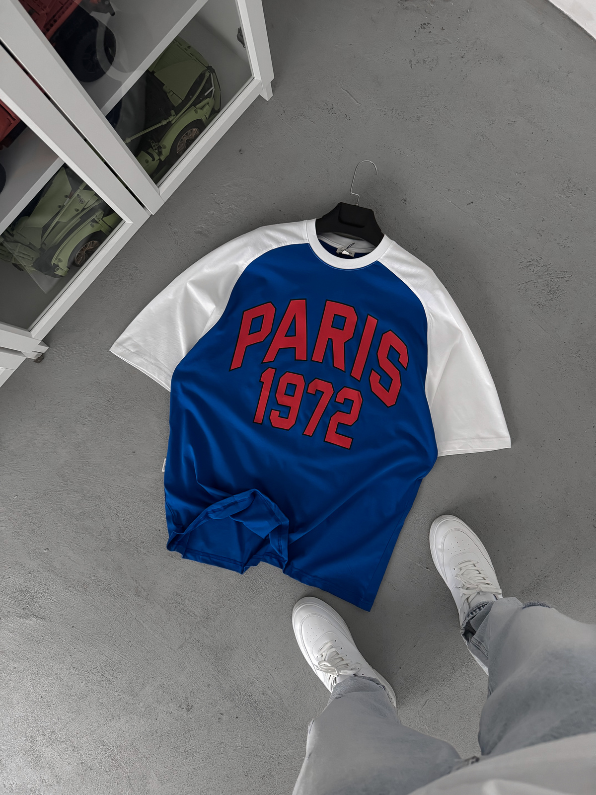 Mavi Paris Baskılı Oversize T-Shirt JJ-343
