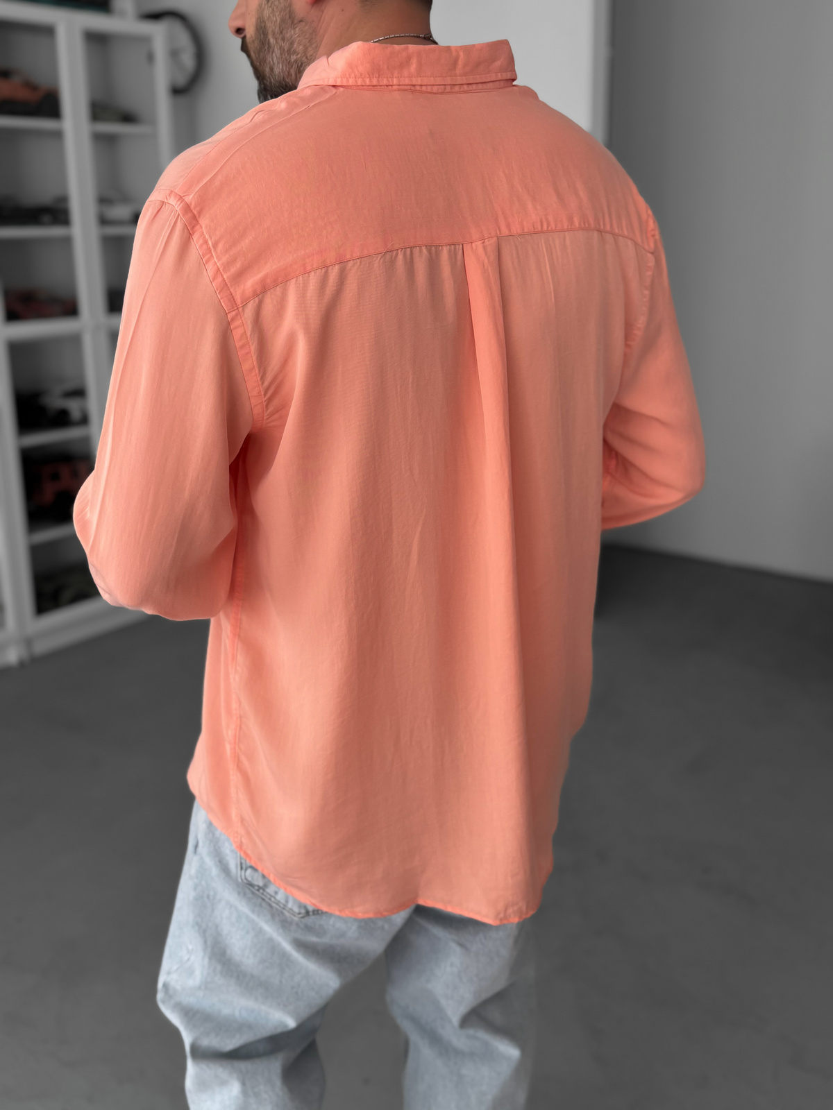 Pudra Nakışlı Tensel Oversize Gömlek G-5792