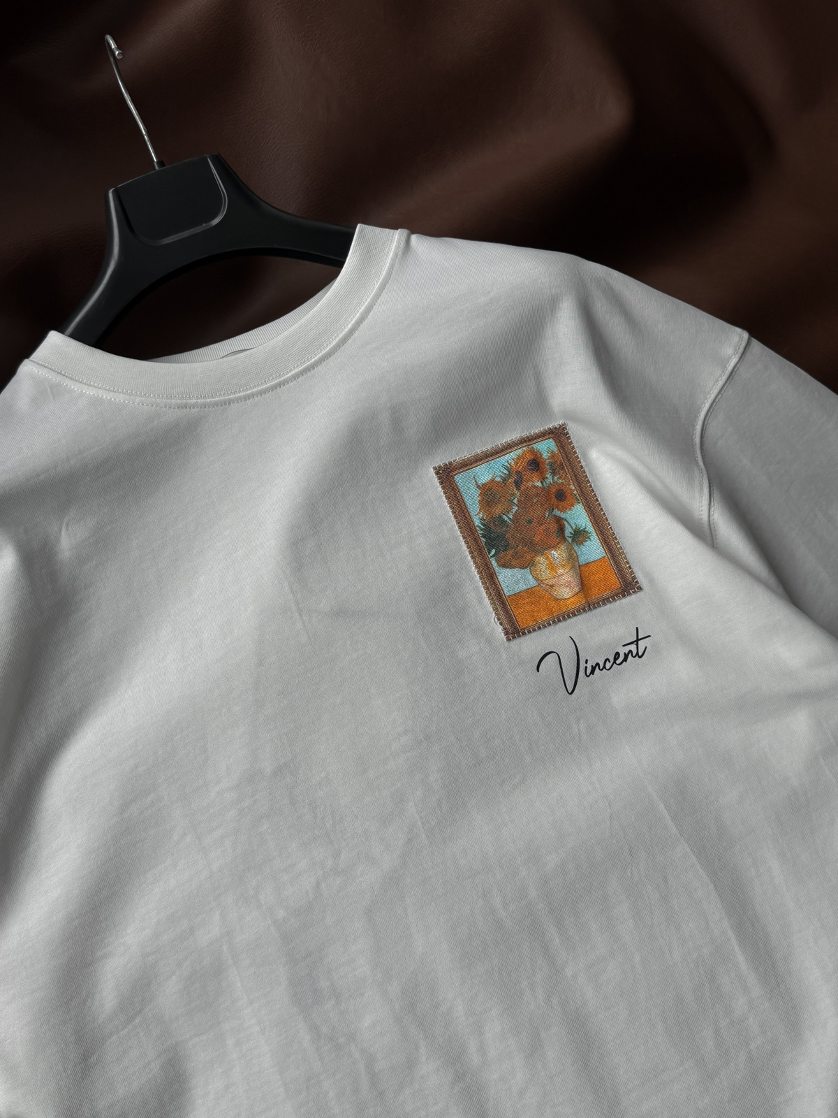Beyaz Vincent Patchli Oversize T-Shirt SW-5083