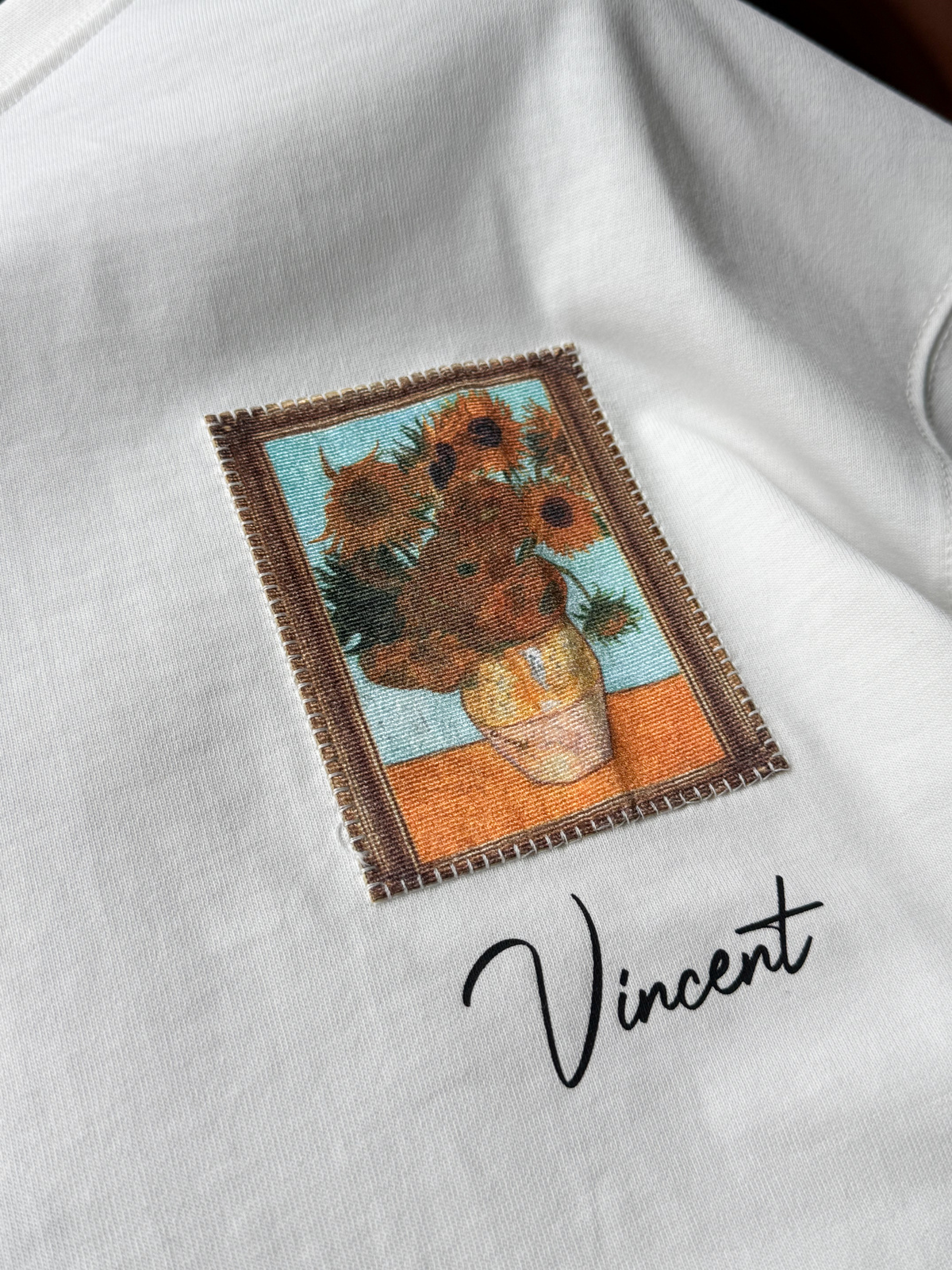 Beyaz Vincent Patchli Oversize T-Shirt SW-5083