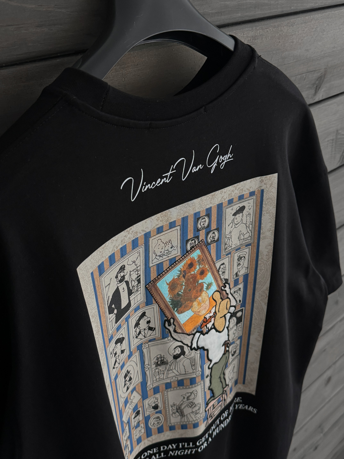 Siyah Vincent Patchli Oversize T-Shirt SW-5083