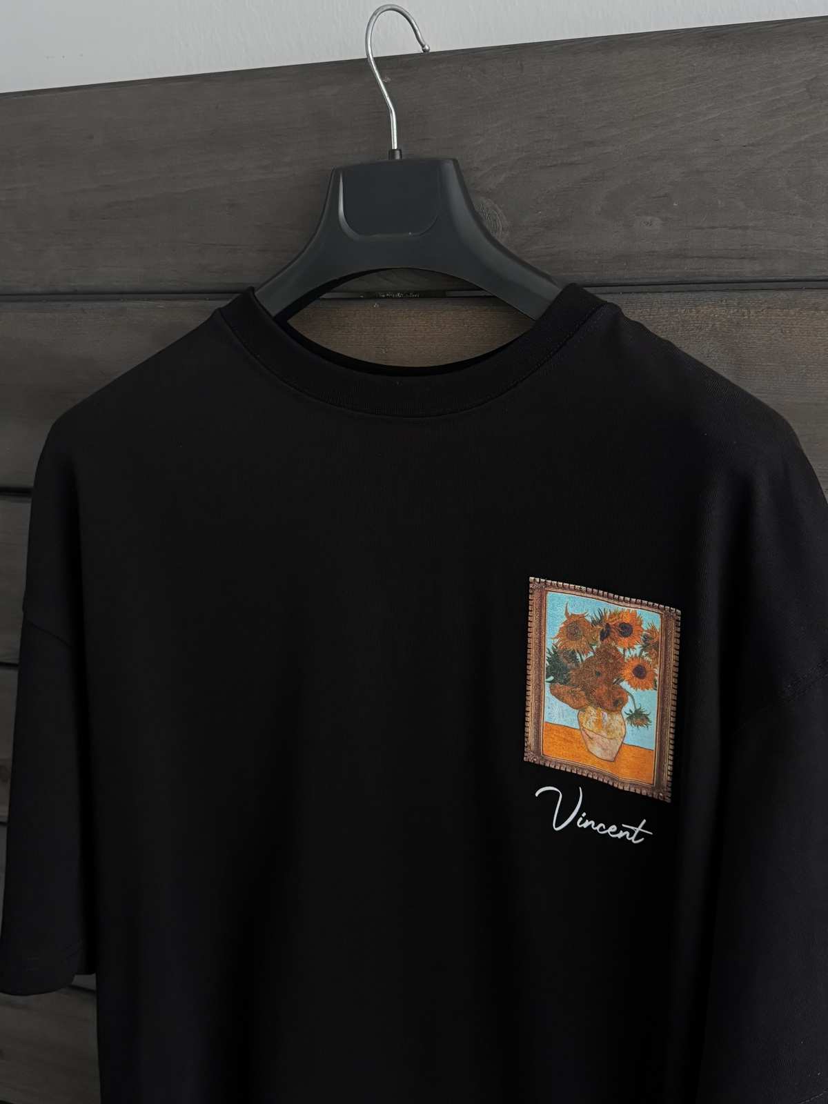 Siyah Vincent Patchli Oversize T-Shirt SW-5083