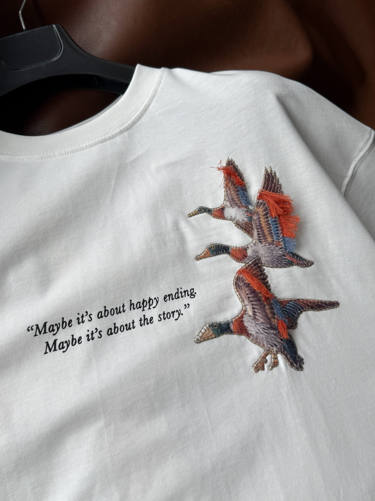 Beyaz Goose Patchli Oversize T-Shirt SW-5057