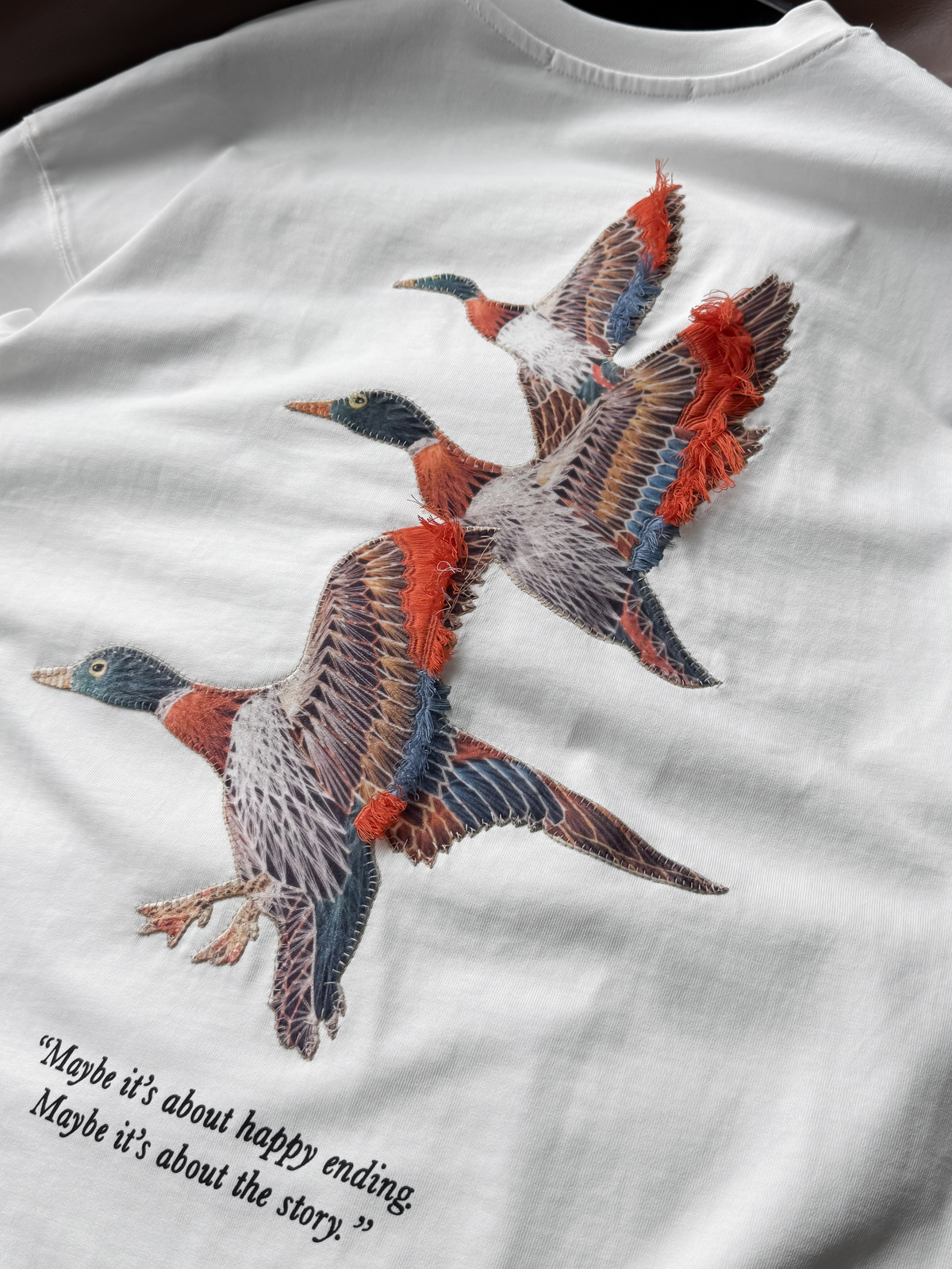 Beyaz Goose Patchli Oversize T-Shirt SW-5057