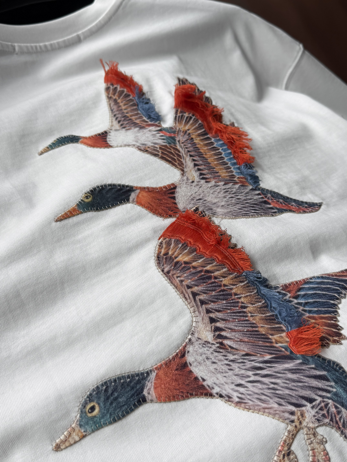 Beyaz Goose Patchli Oversize T-Shirt SW-5057