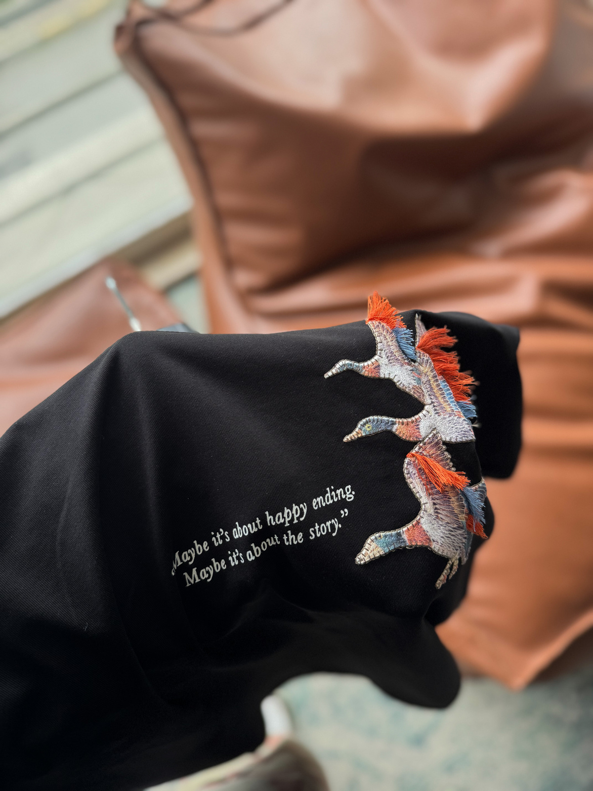 Siyah Goose Patchli Oversize T-Shirt SW-5057