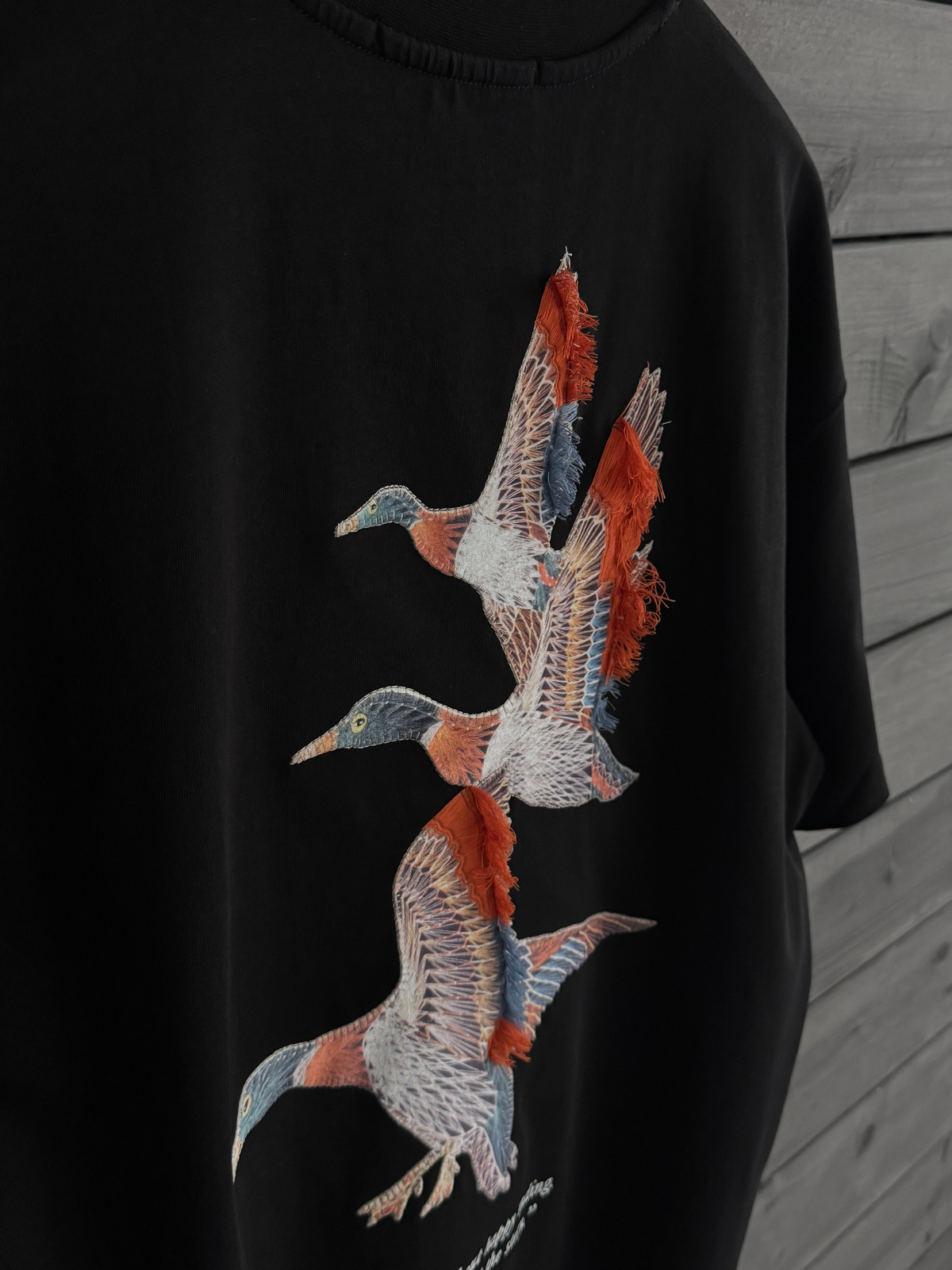 Siyah Goose Patchli Oversize T-Shirt SW-5057