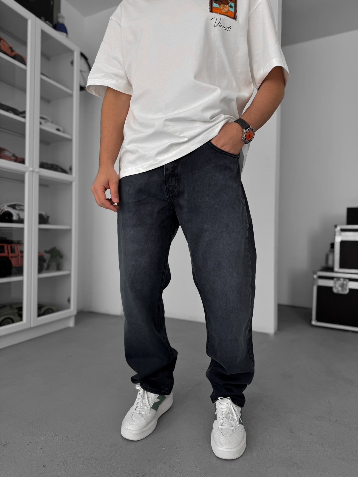Antrasit Eskitme Baggy Jean GJ-17056/1