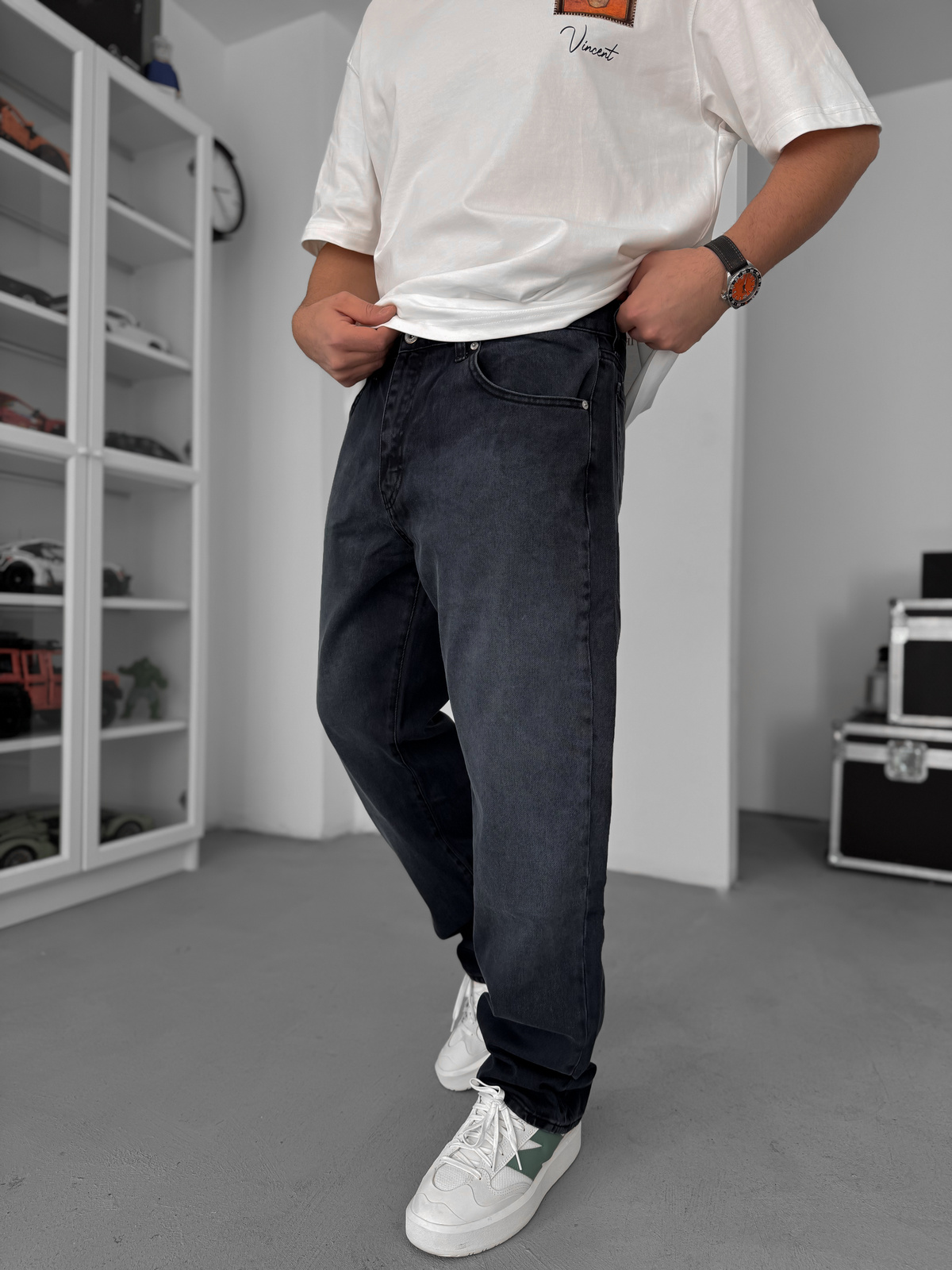 Antrasit Eskitme Baggy Jean GJ-17056/1