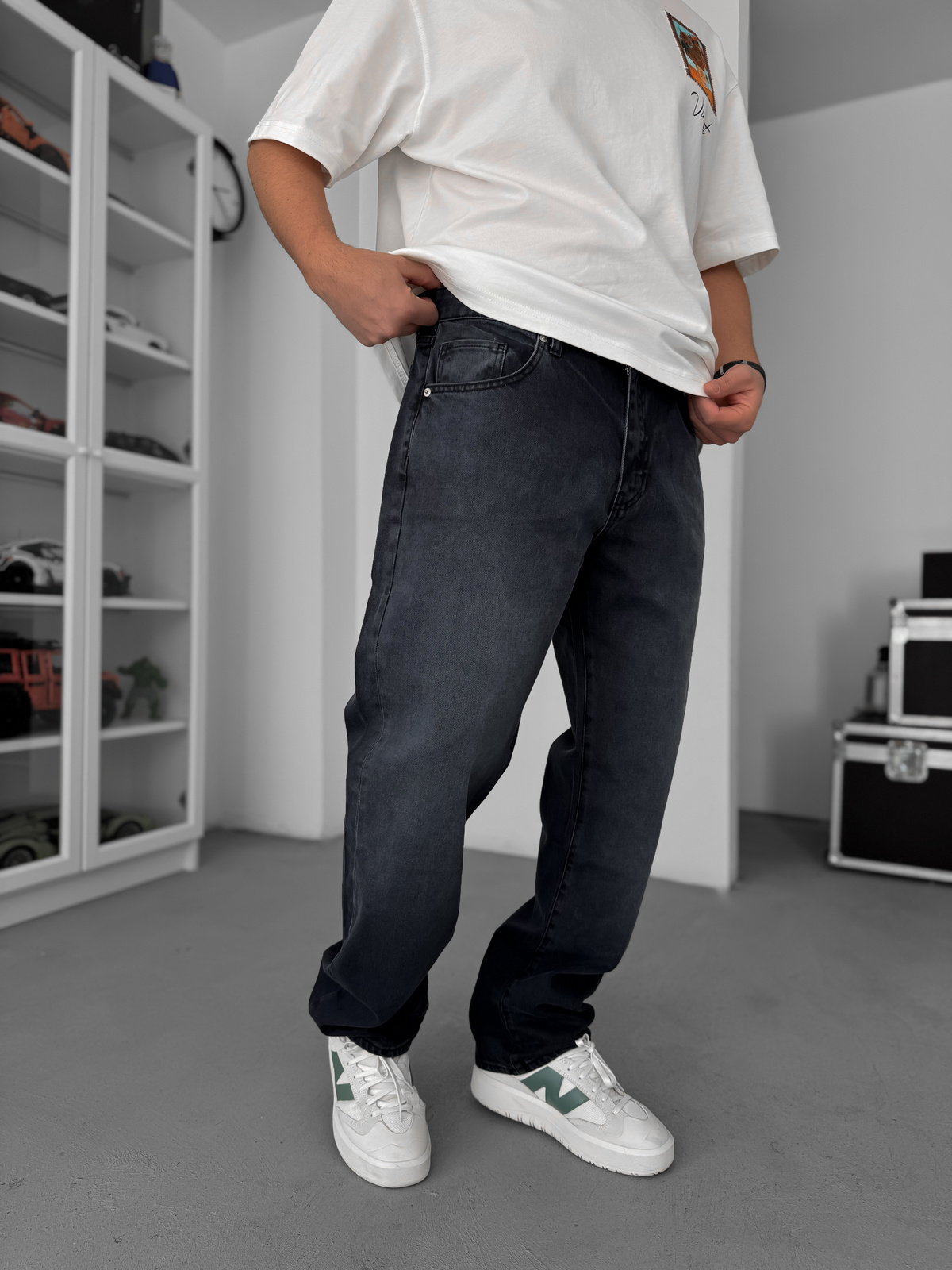 Antrasit Eskitme Baggy Jean GJ-17056/1
