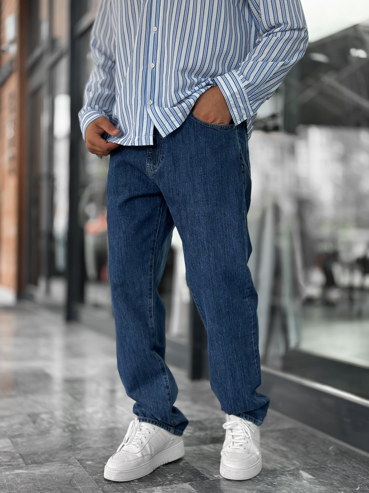 Lacivert Kırçıllı Baggy Jean GJ-16957-16974
