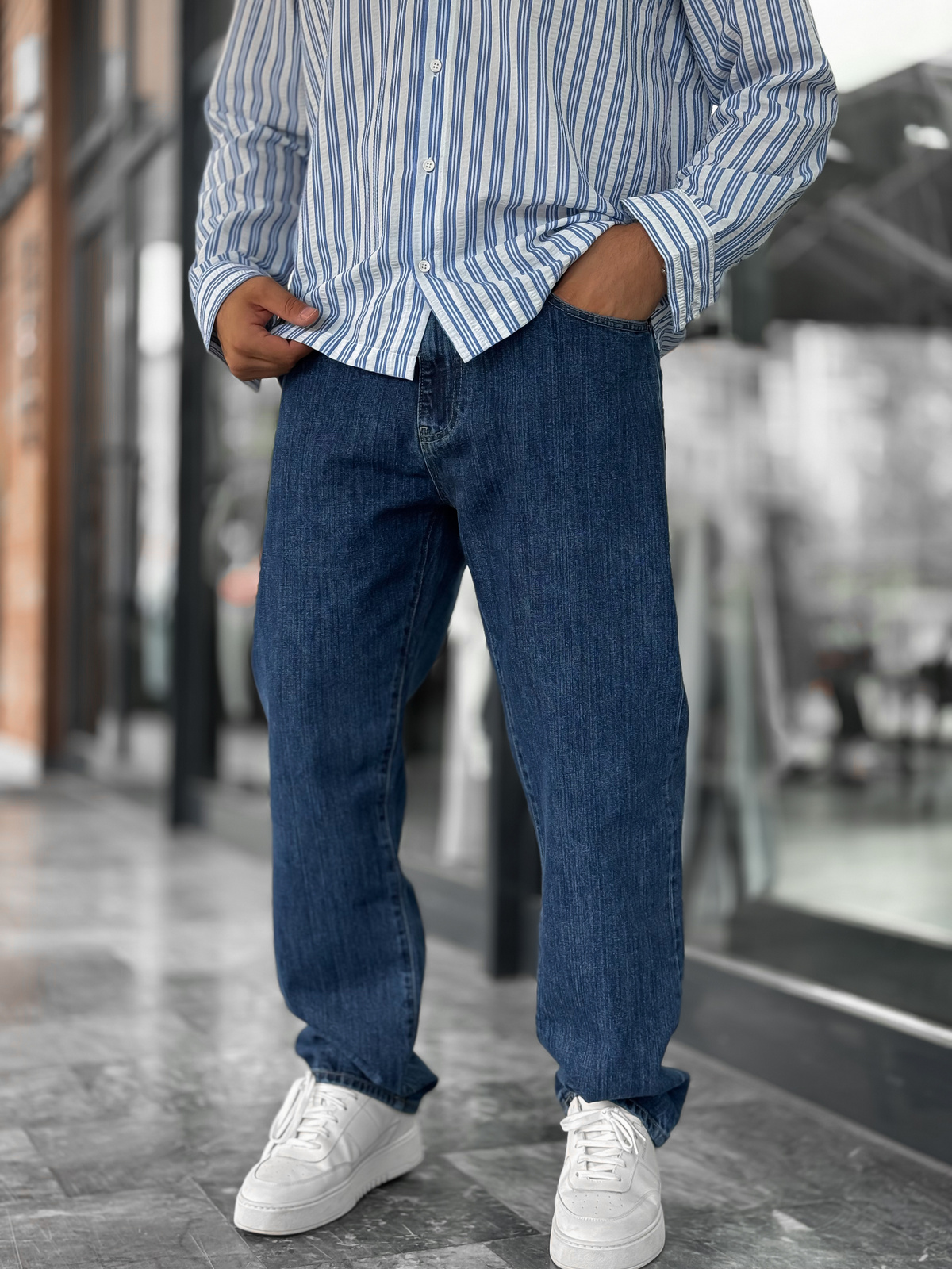 Lacivert Kırçıllı Baggy Jean GJ-16957-16974