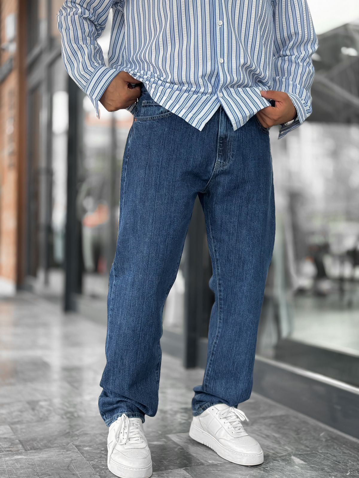 Lacivert Kırçıllı Baggy Jean GJ-16957-16974