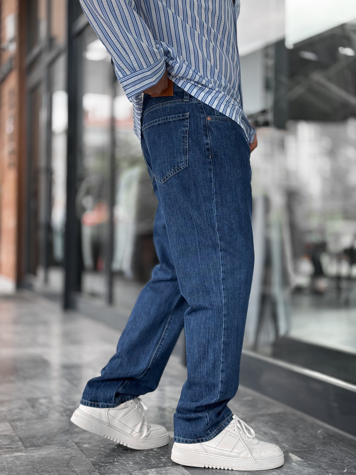 Lacivert Kırçıllı Baggy Jean GJ-16957-16974