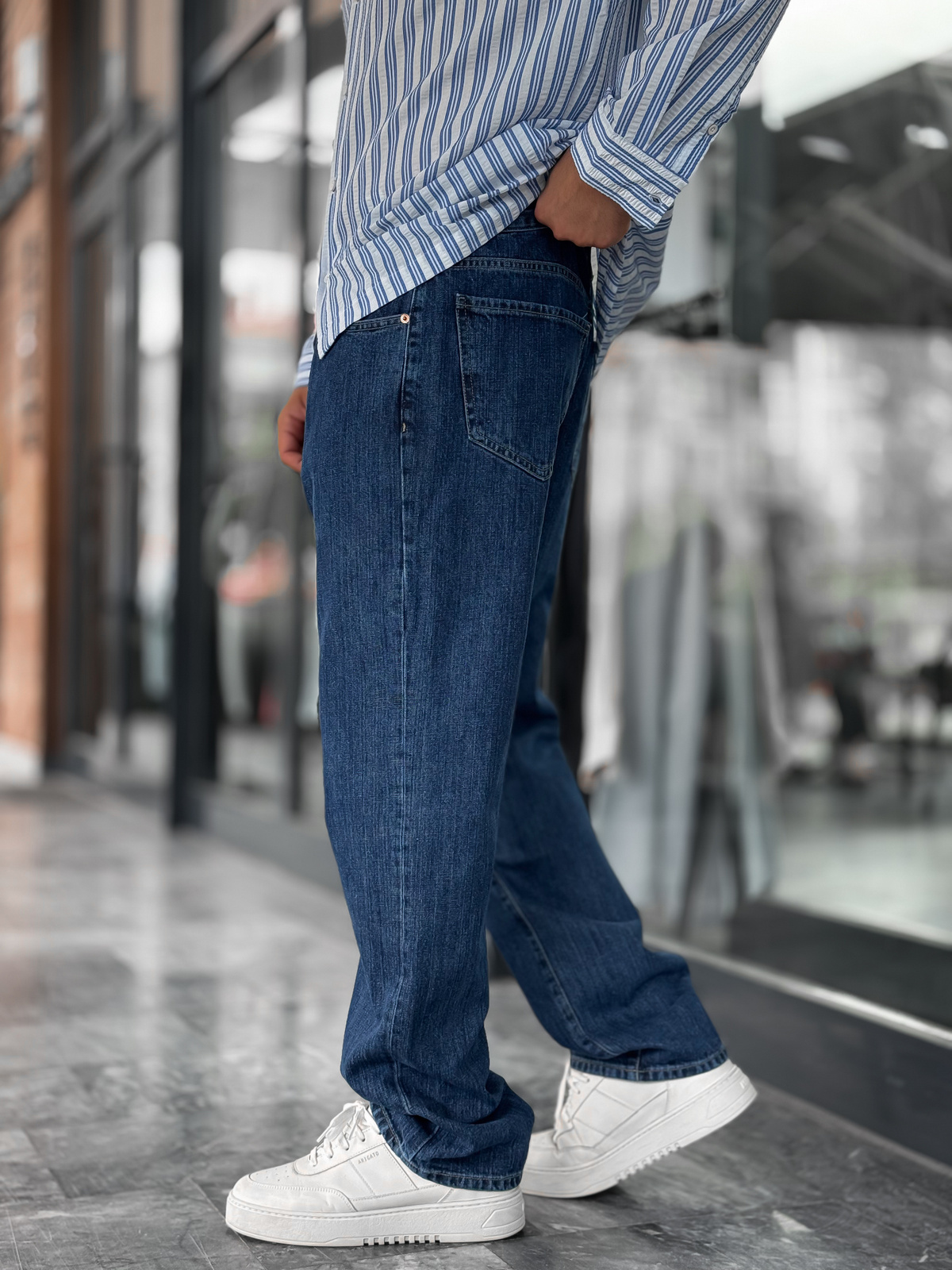 Lacivert Kırçıllı Baggy Jean GJ-16957-16974