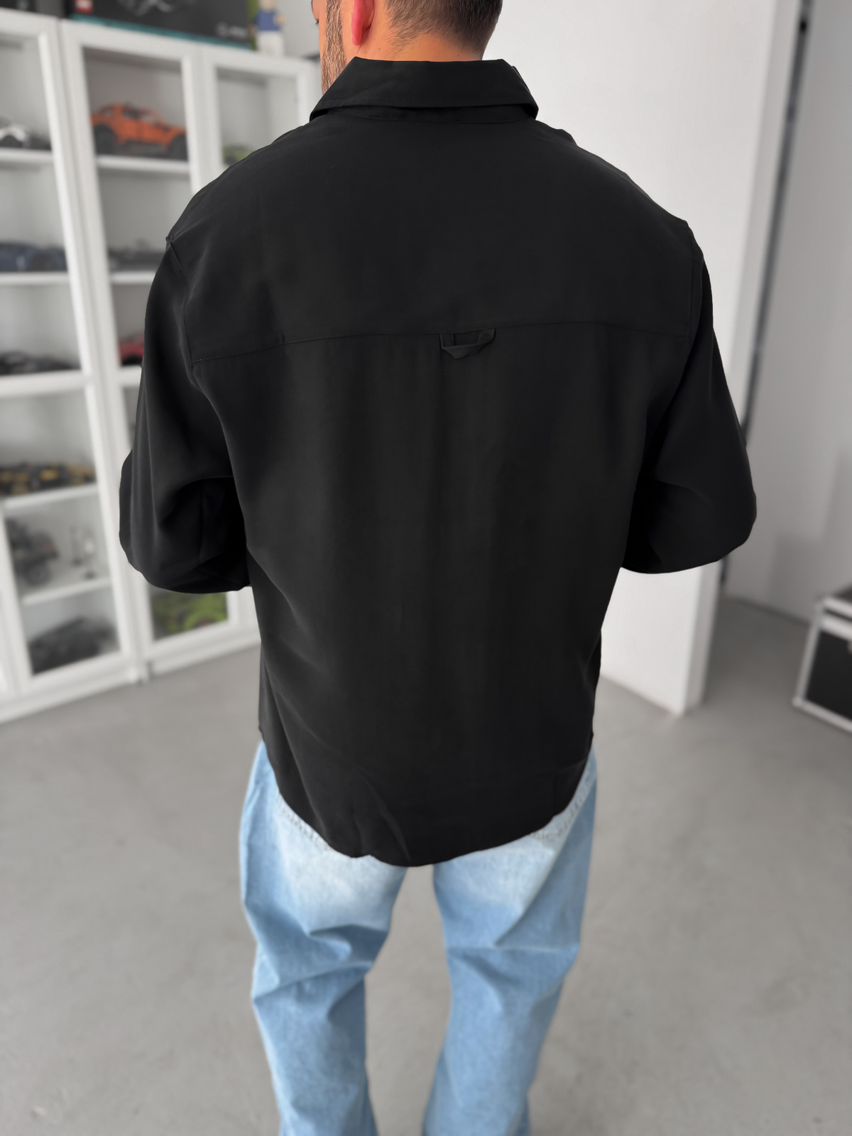 Siyah Tensel Oversize Gömlek JJ-102