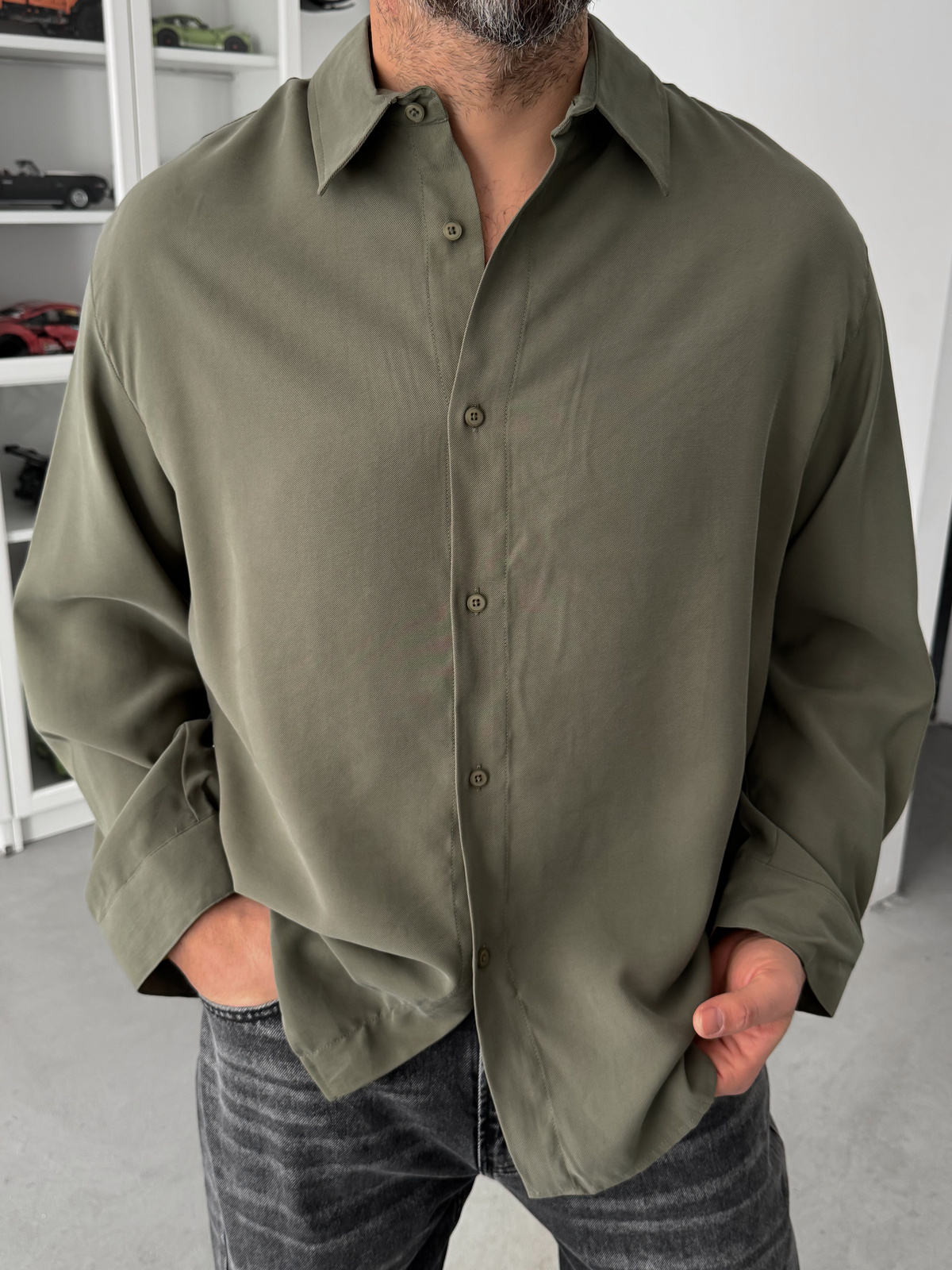 Yeşil Tensel Oversize Gömlek JJ-102