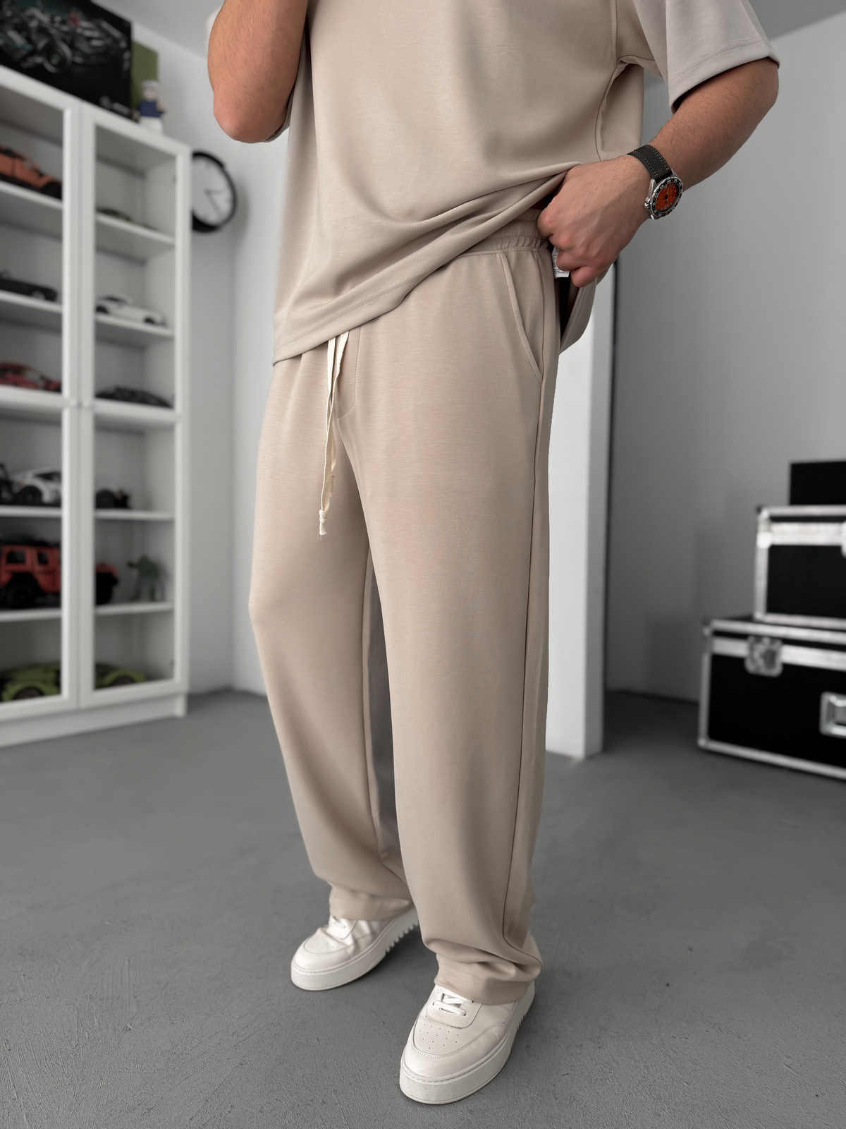Bej Modal Kumaş Baggy Eşofman JJ-137