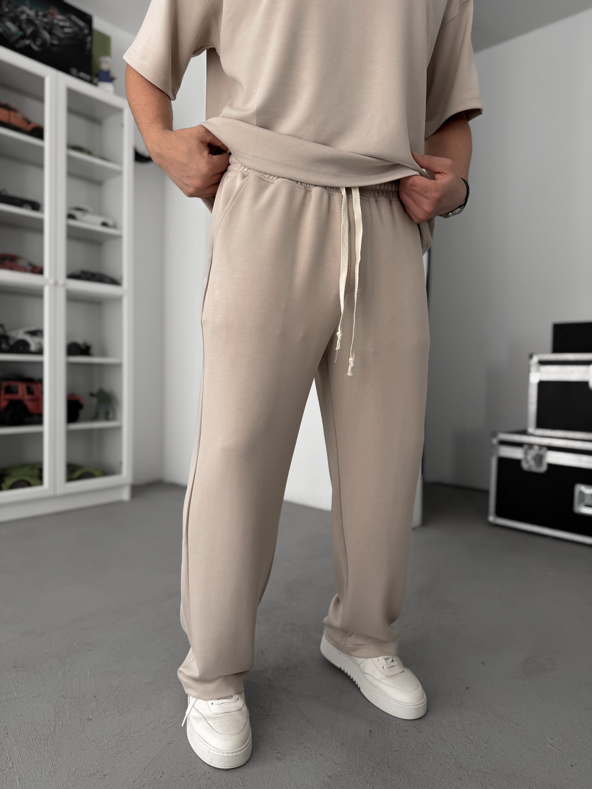 Bej Modal Kumaş Baggy Eşofman JJ-137