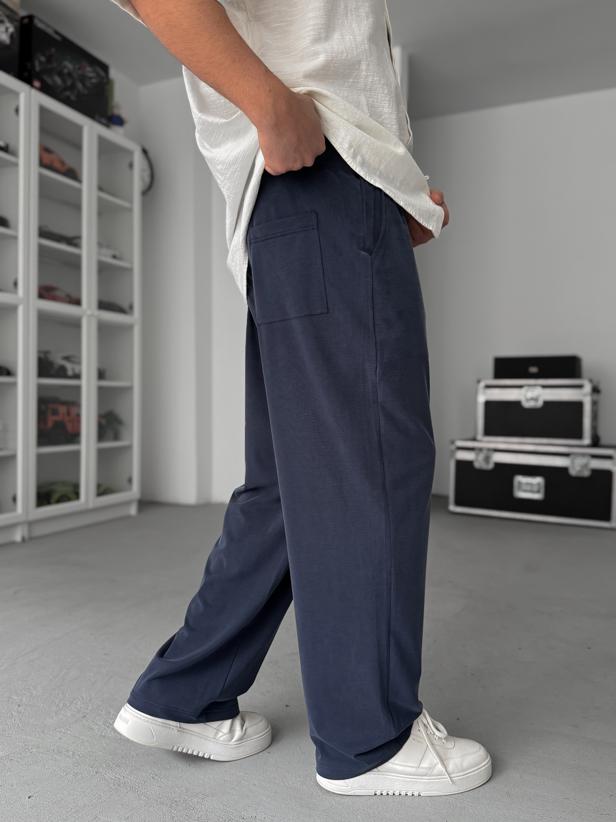 Lacivert Yıkamalı Likralı Baggy Pantolon JJ-139