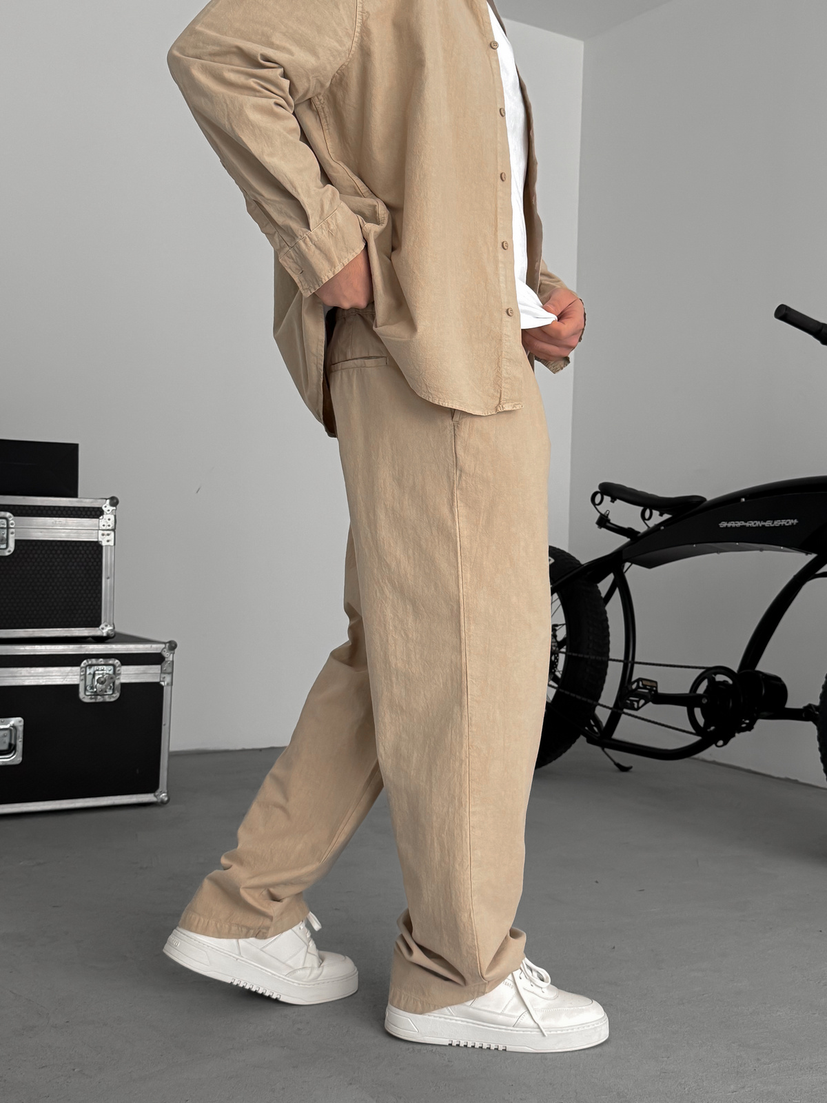 Bej Yıkamalı Baggy Pantolon TW-1040