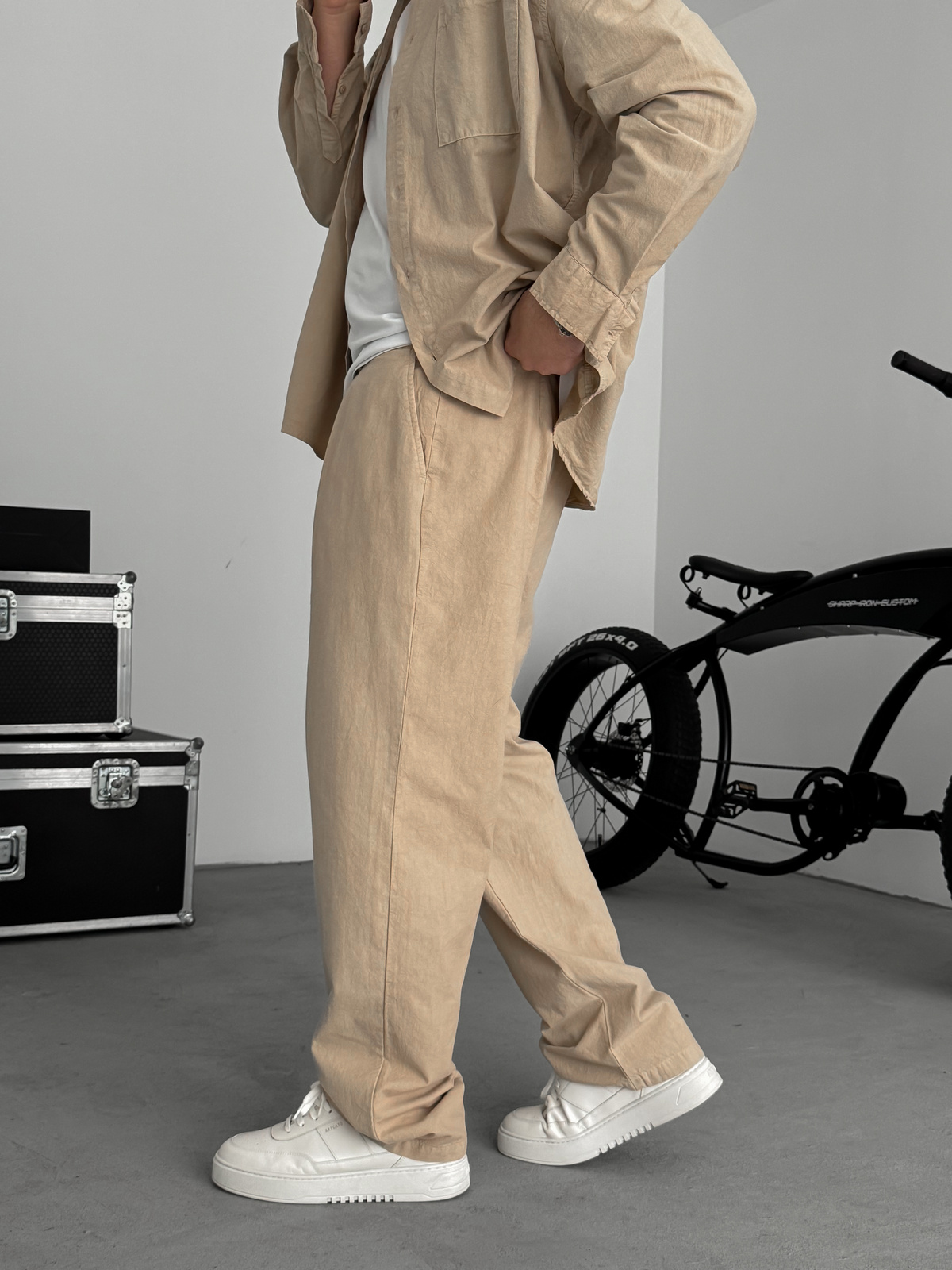 Bej Yıkamalı Baggy Pantolon TW-1040