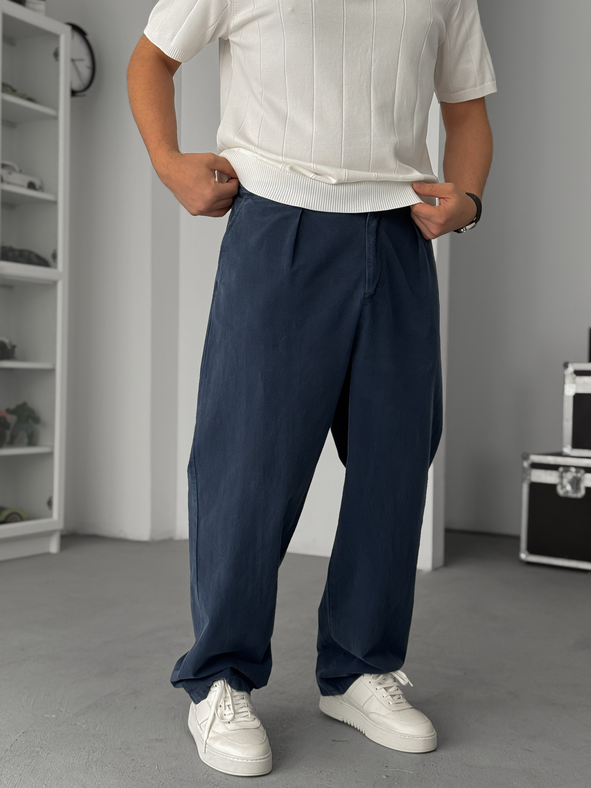 Lacivert Yıkamalı Baggy Pantolon TW-1040