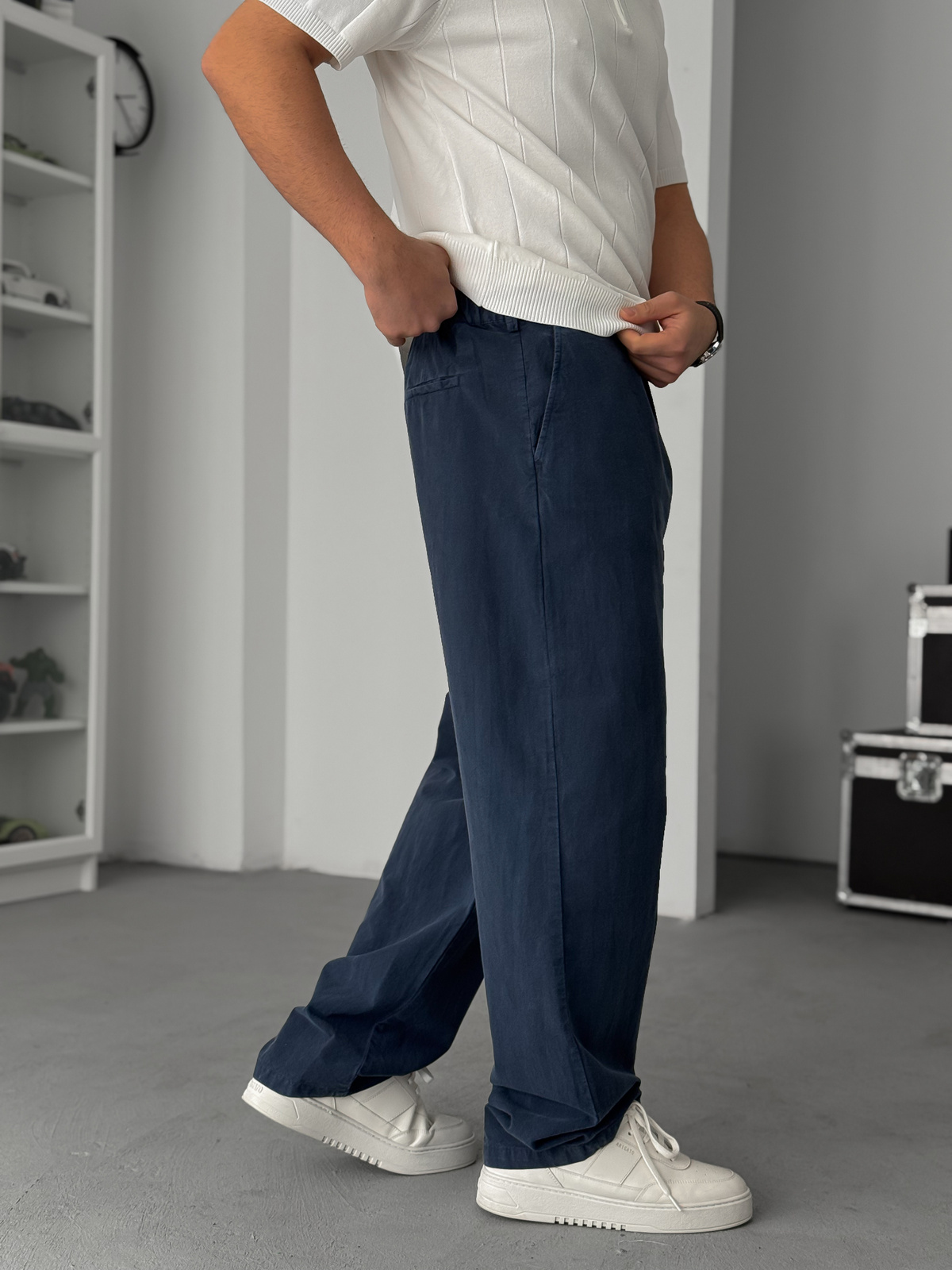 Lacivert Yıkamalı Baggy Pantolon TW-1040