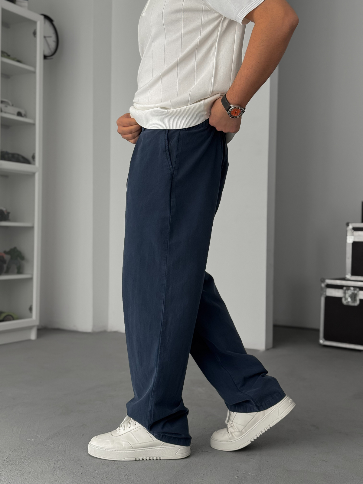 Lacivert Yıkamalı Baggy Pantolon TW-1040