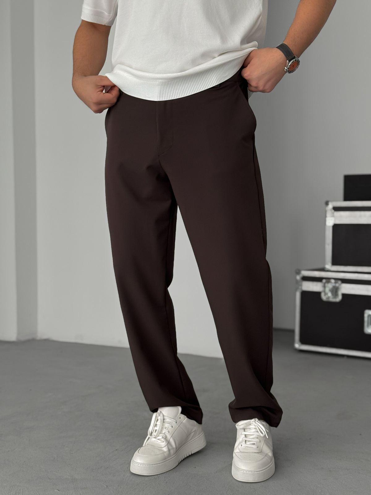 Kahve Regular Kalıp Kumaş Pantolon TW-7083