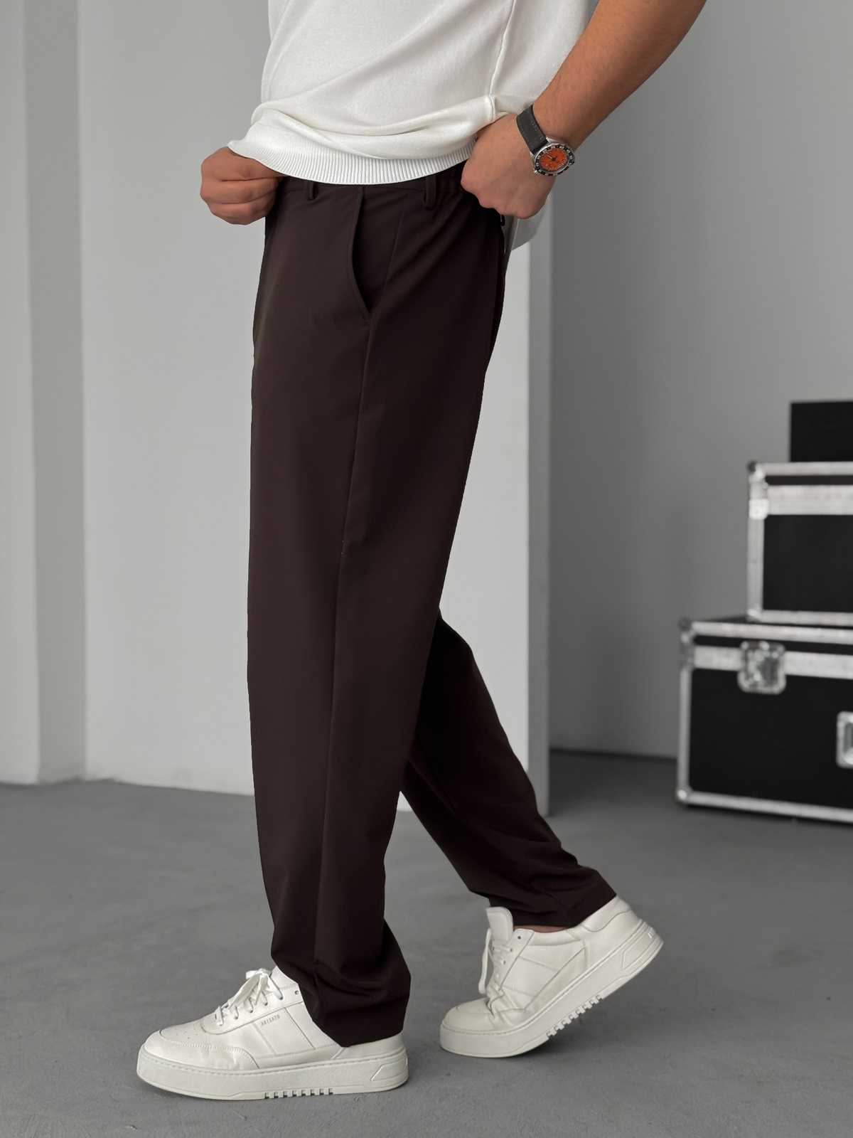 Kahve Regular Kalıp Kumaş Pantolon TW-7083