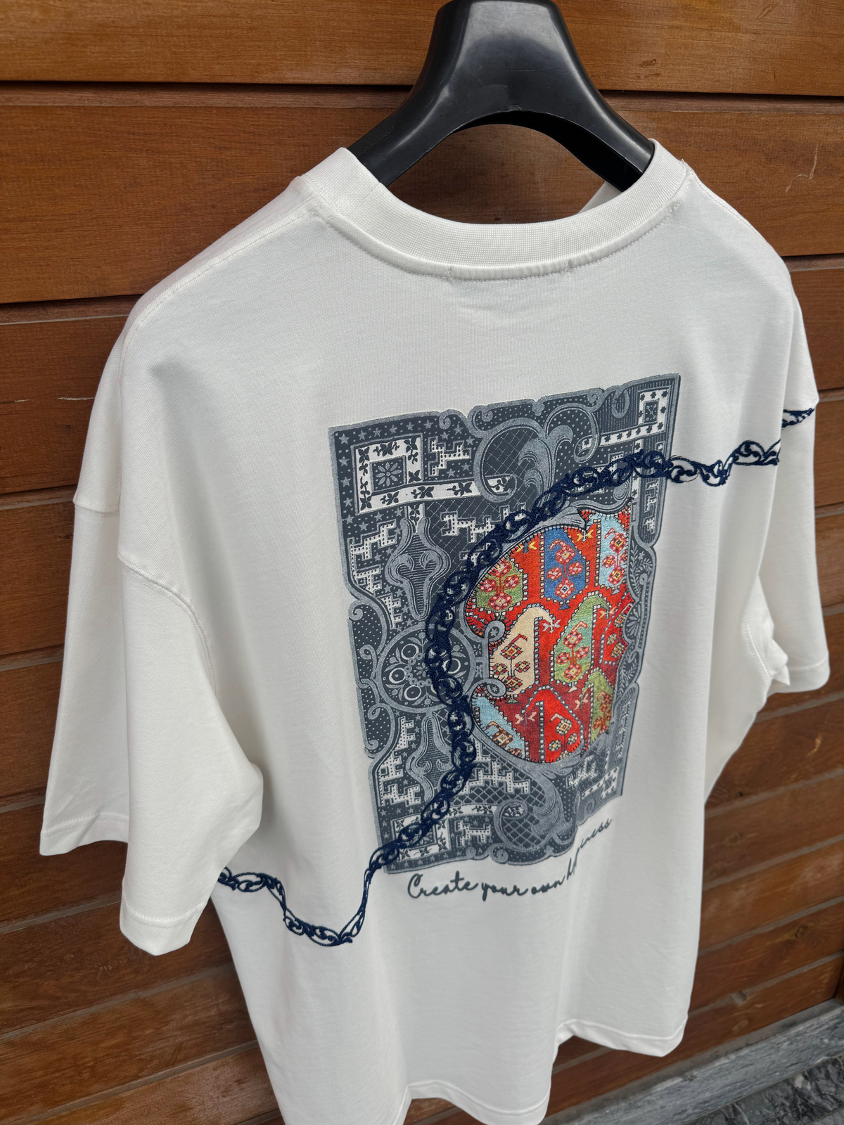 Beyaz Happiness Patchli Oversize T-Shirt SW-5125