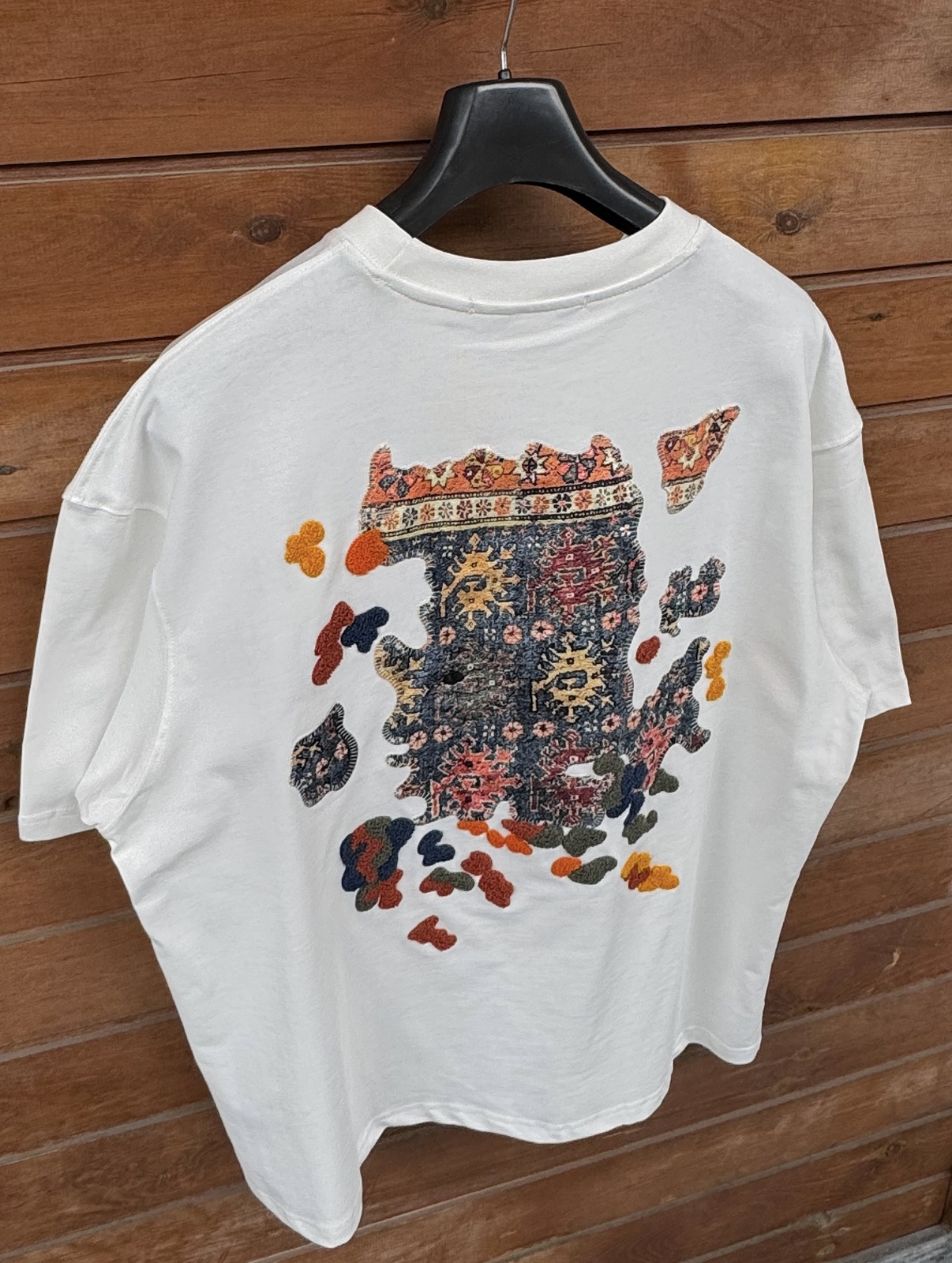 Beyaz Authentic Nakışlı Oversize T-Shirt SW-5079