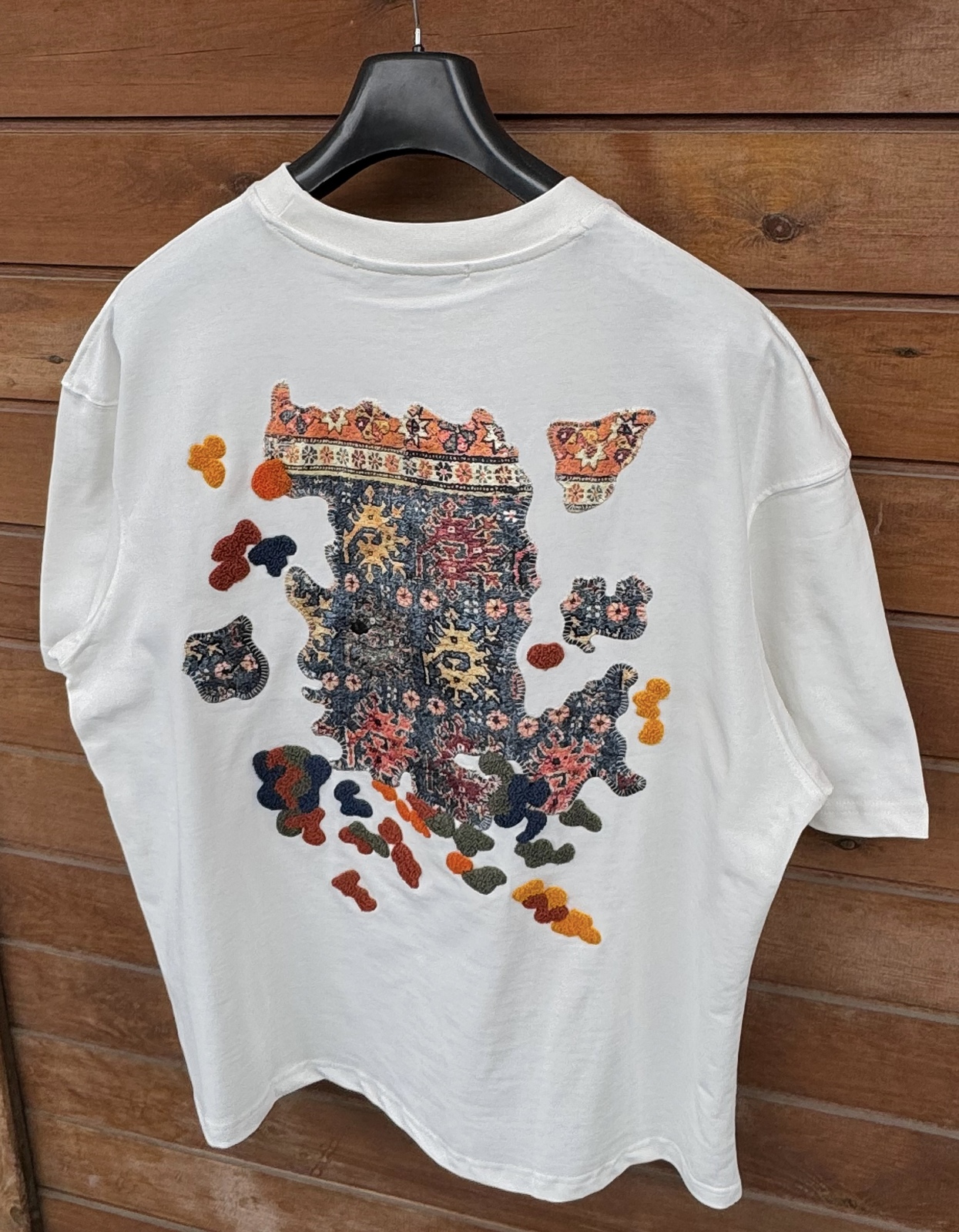 Beyaz Authentic Nakışlı Oversize T-Shirt SW-5079