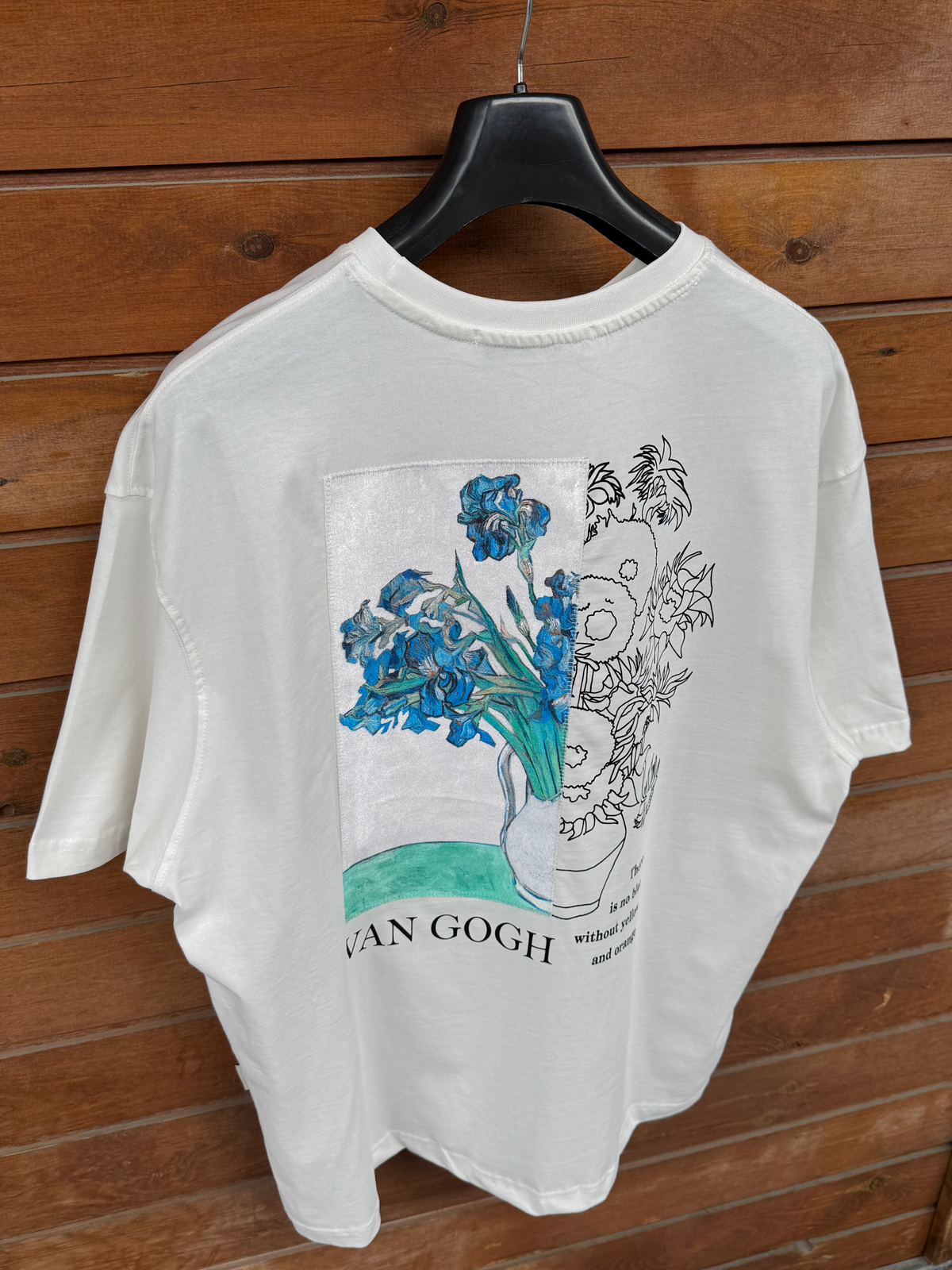 Beyaz Saksı Nakışlı Oversize T-Shirt SW-5141