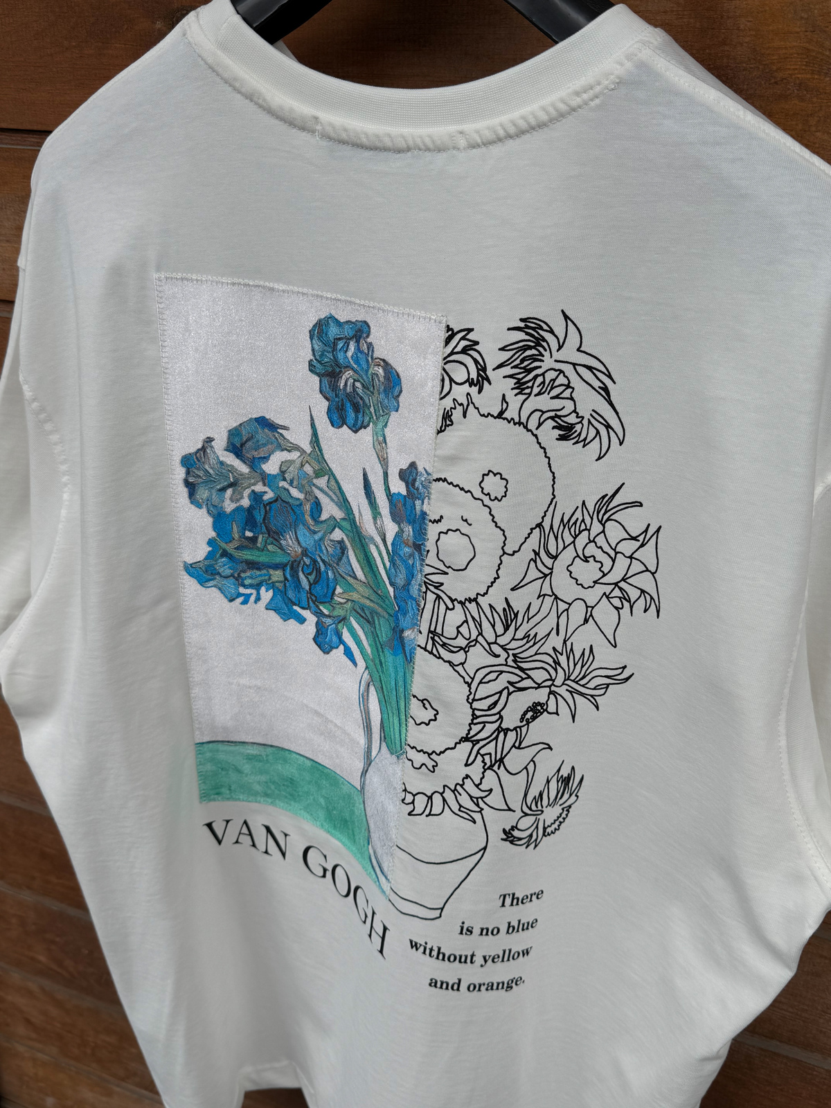 Beyaz Saksı Nakışlı Oversize T-Shirt SW-5141