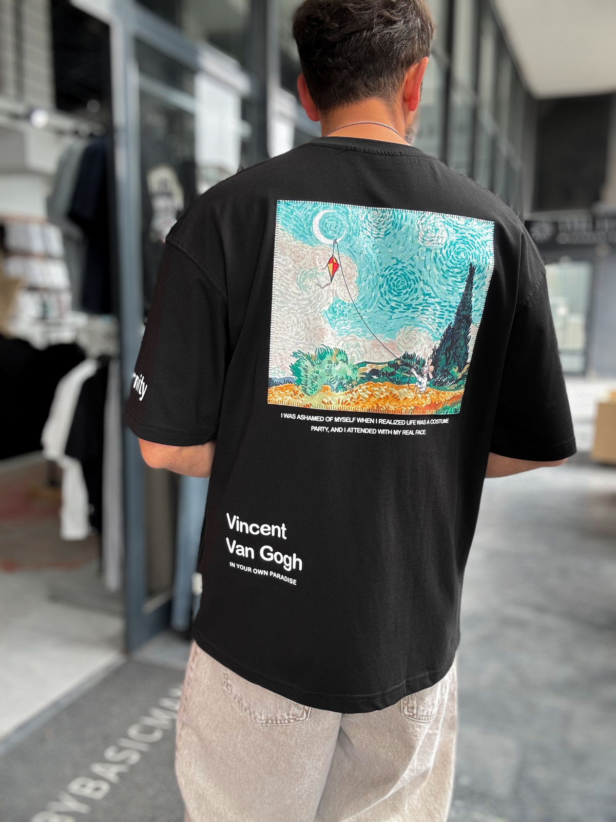 Siyah Uçurtma Patchli Oversize T-Shirt SW-5143