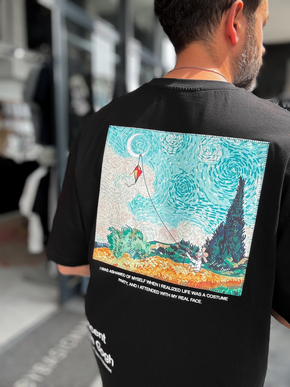 Siyah Uçurtma Patchli Oversize T-Shirt SW-5143