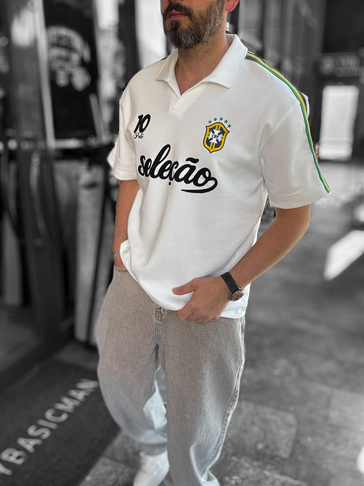 Beyaz Brazil Armalı İki İplik T-Shirt RES-1057