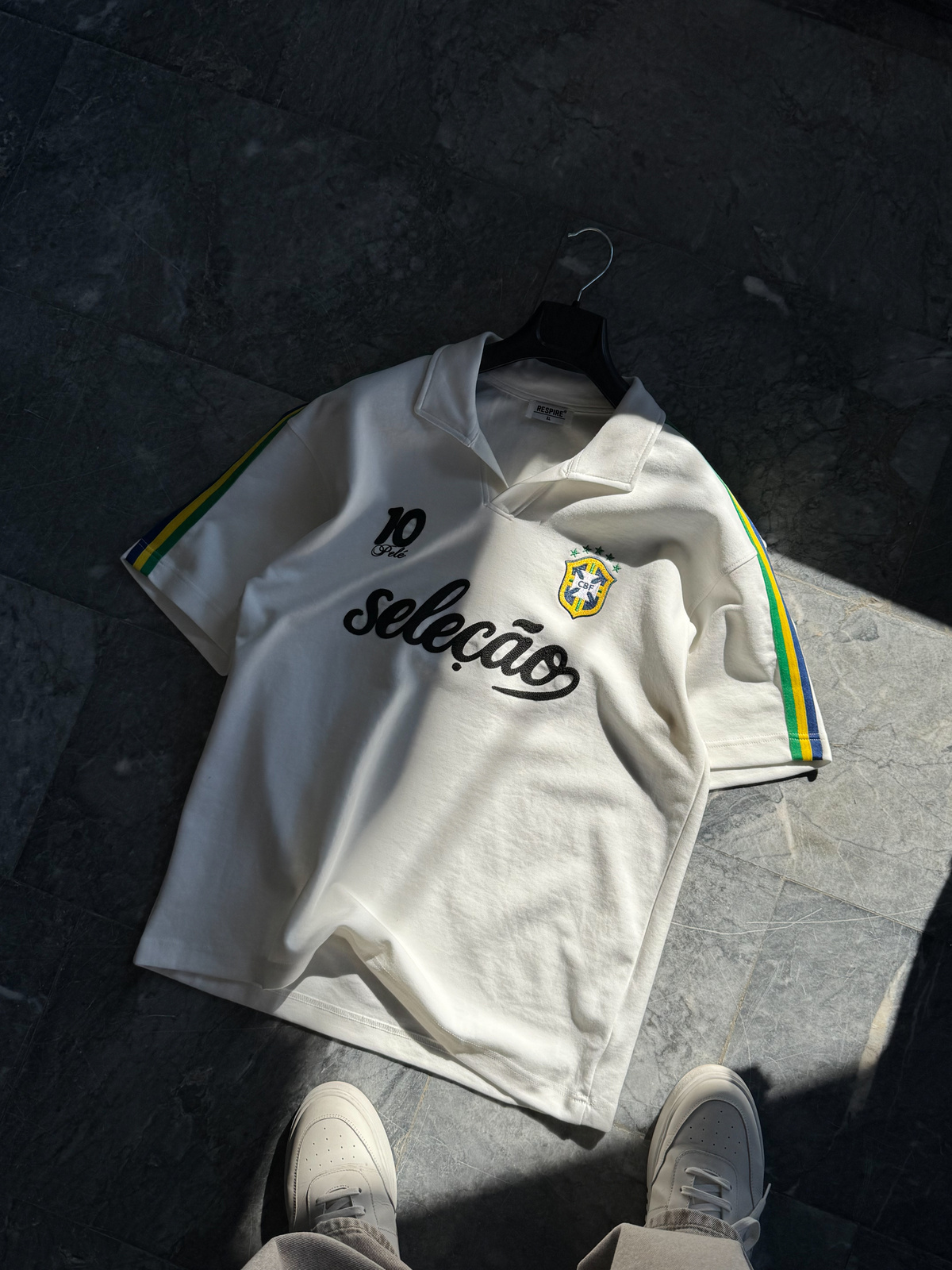 Beyaz Brazil Armalı İki İplik T-Shirt RES-1057