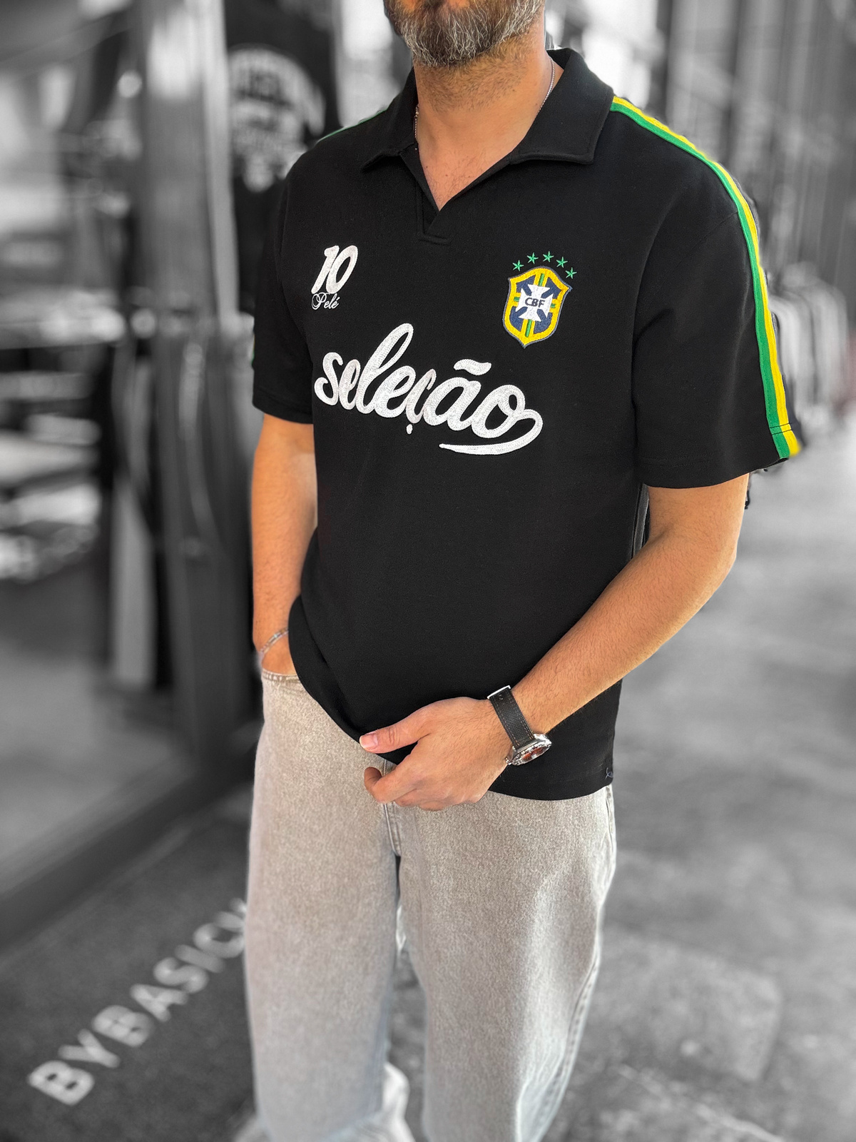 Siyah Brazil Armalı İki İplik T-Shirt RES-1057
