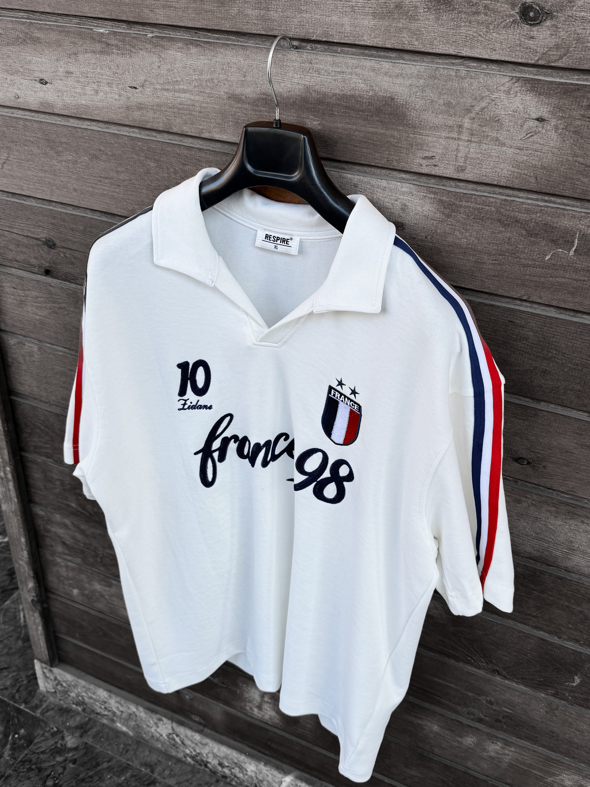 Beyaz France Armalı İki İplik T-Shirt RES-1058